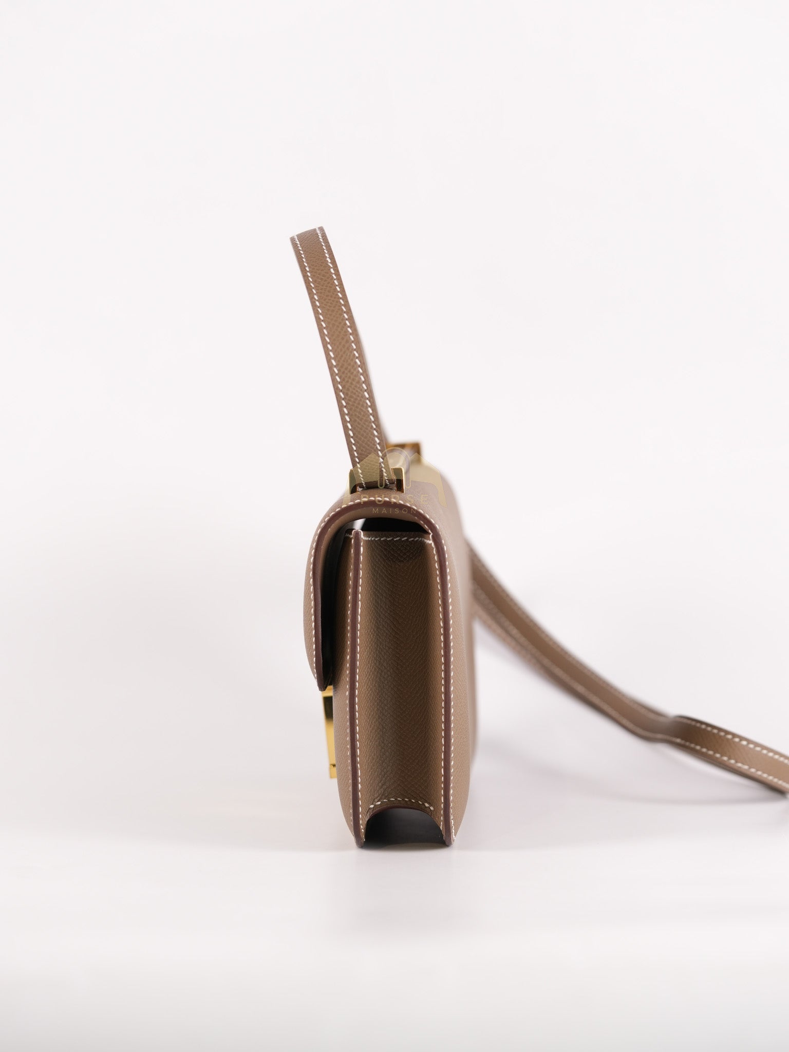 Constance Elan in Etoupe Epsom Leather and Gold Hardware Stamp W (2024) | Purse Maison Luxury Bags Shop