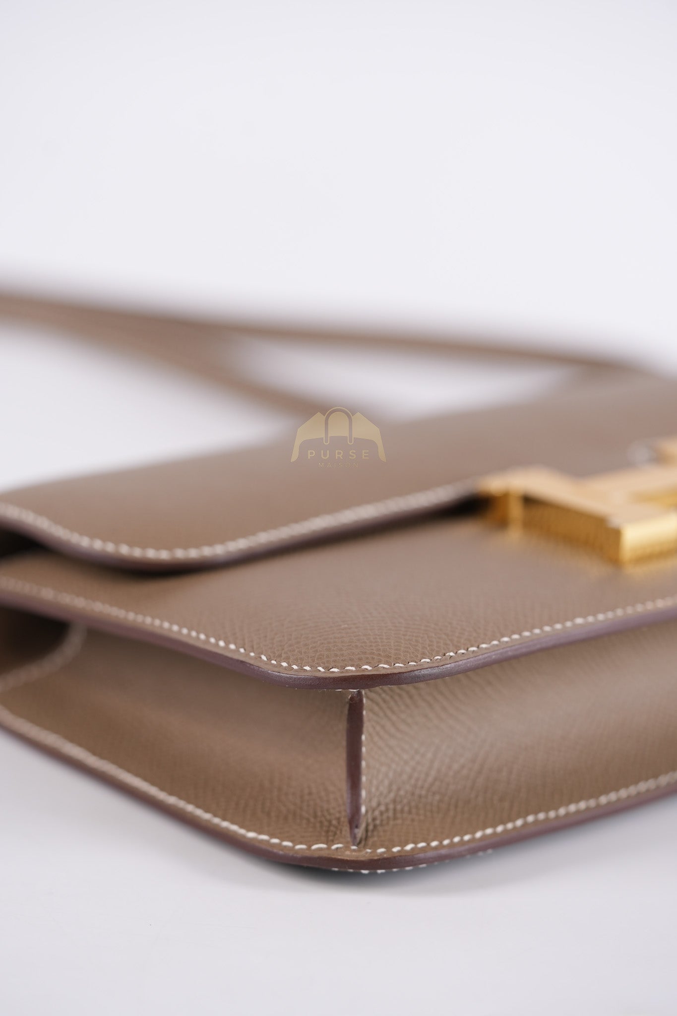 Constance Elan in Etoupe Epsom Leather and Gold Hardware Stamp W (2024) | Purse Maison Luxury Bags Shop