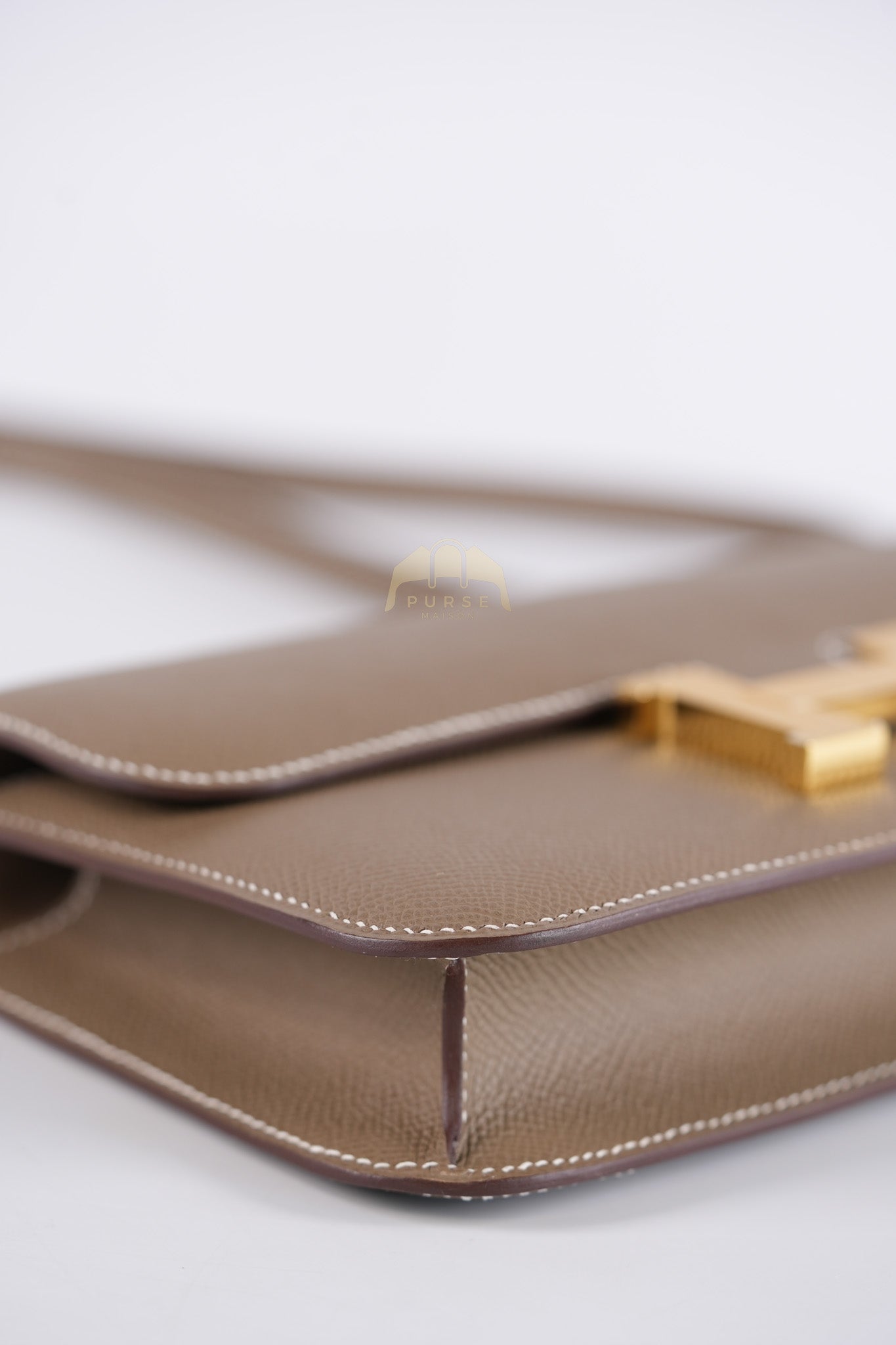 Constance Elan in Etoupe Epsom Leather and Gold Hardware Stamp W (2024) | Purse Maison Luxury Bags Shop