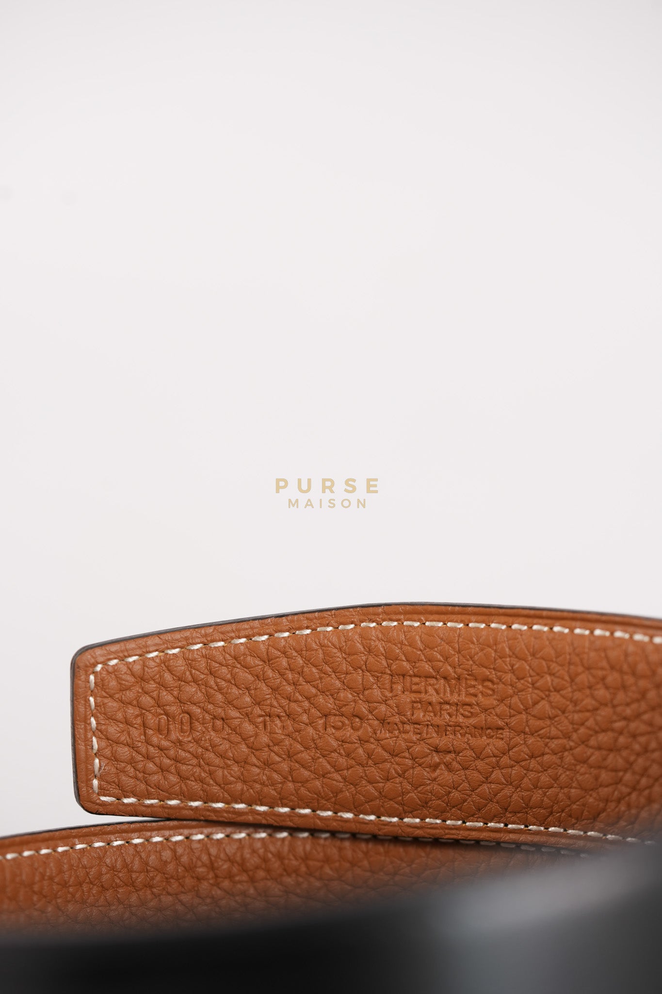 Constance H Reversible Belt in Black/Gold Stamp U Size 100 | Purse Maison Luxury Bags Shop