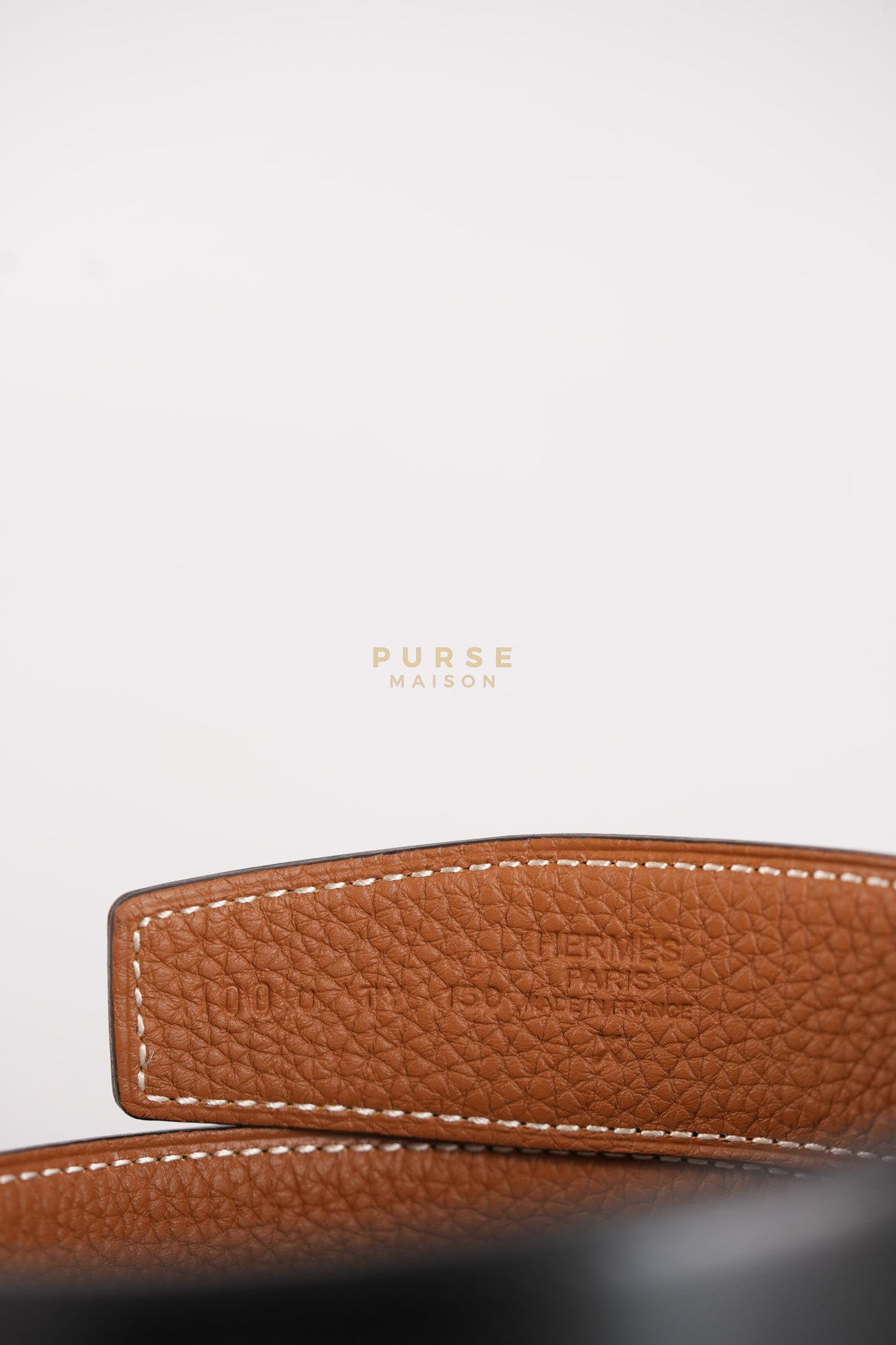 Constance H Reversible Belt in Black/Gold Stamp U Size 100 | Purse Maison Luxury Bags Shop