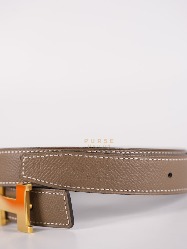 Constance Reversible Belt in Etoupe/Black Epsom Leather and Gold Hardware Stamp D (2019) Size 70cm | Purse Maison Luxury Bags Shop