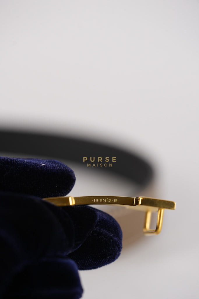 Constance Reversible Belt in Etoupe/Black Epsom Leather and Gold Hardware Stamp D (2019) Size 70cm | Purse Maison Luxury Bags Shop