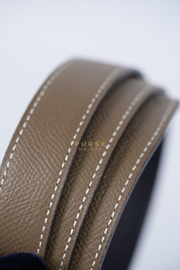 Constance Reversible Belt in Etoupe/Black Epsom Leather and Gold Hardware Stamp D (2019) Size 70cm | Purse Maison Luxury Bags Shop