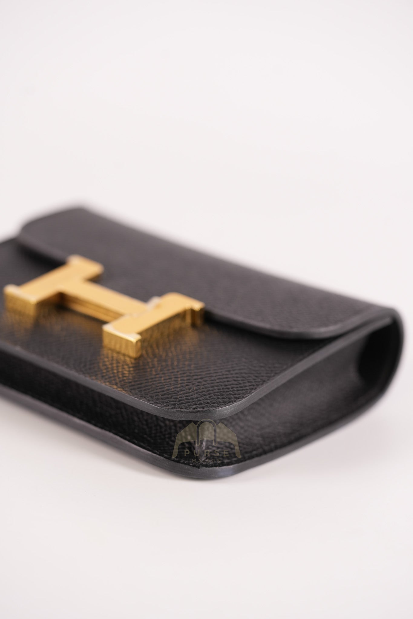 Constance Slim Black in Epsom Leather & Gold Hardware Stamp W (2024) | Purse Maison Luxury Bags Shop
