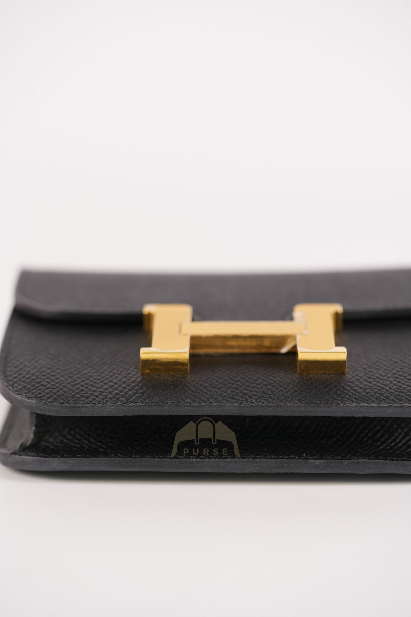 Constance Slim Black in Epsom Leather & Gold Hardware Stamp W (2024) | Purse Maison Luxury Bags Shop
