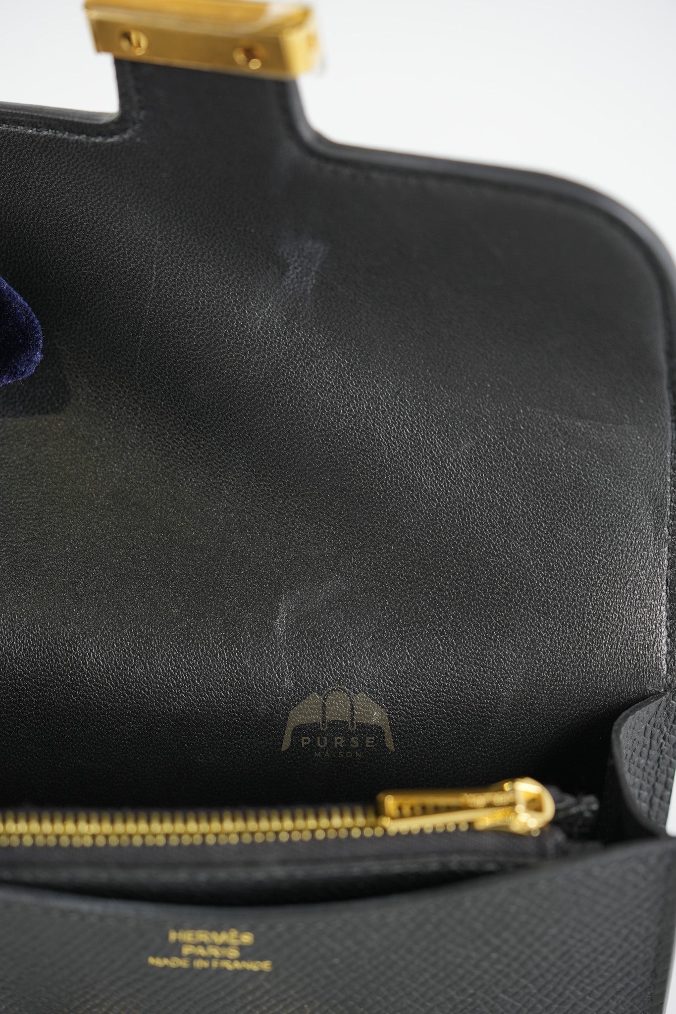 Constance Slim Black in Epsom Leather & Gold Hardware Stamp W (2024) | Purse Maison Luxury Bags Shop