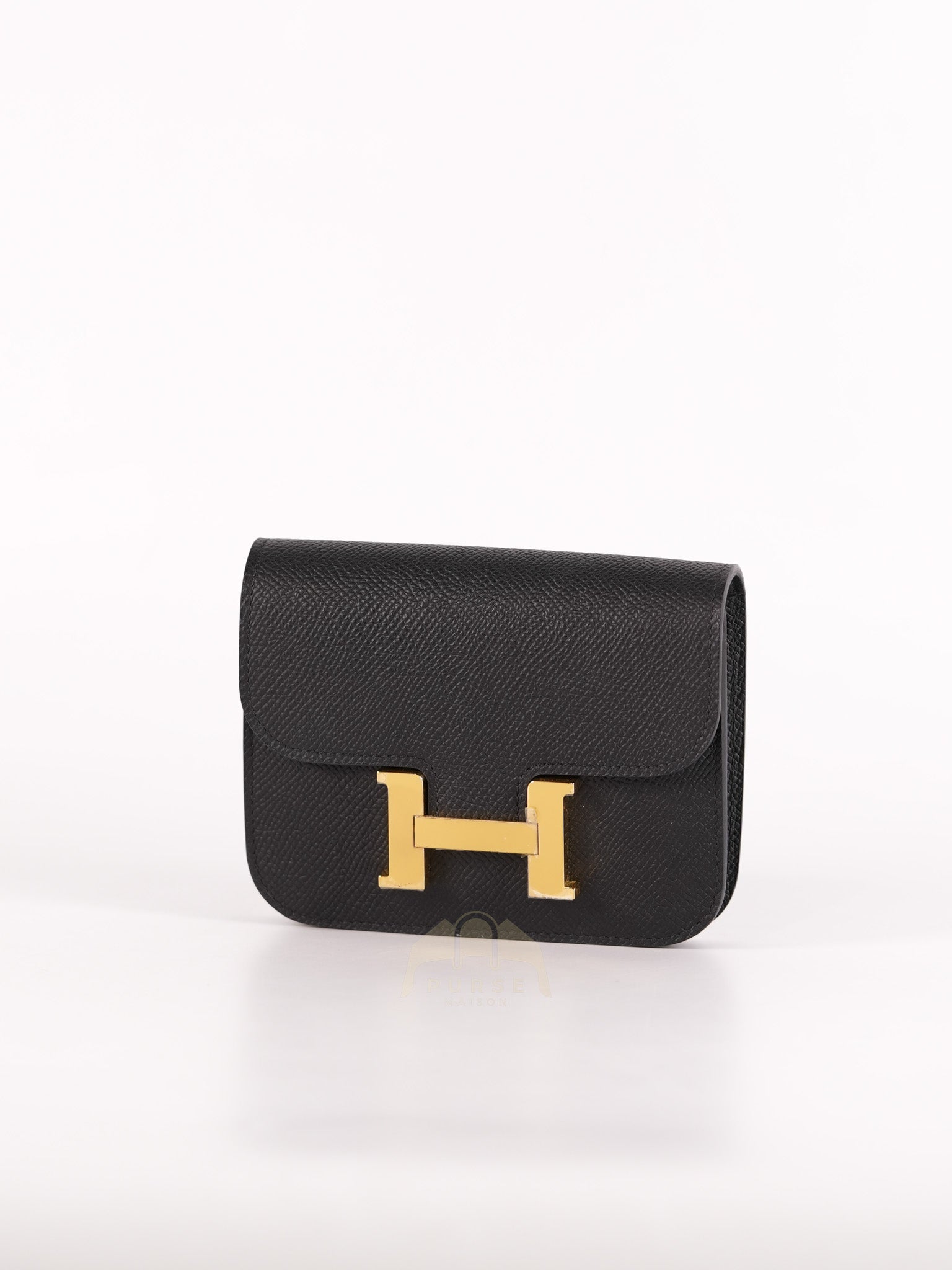 Constance Slim Black in Epsom Leather & Gold Hardware Stamp W (2024) | Purse Maison Luxury Bags Shop