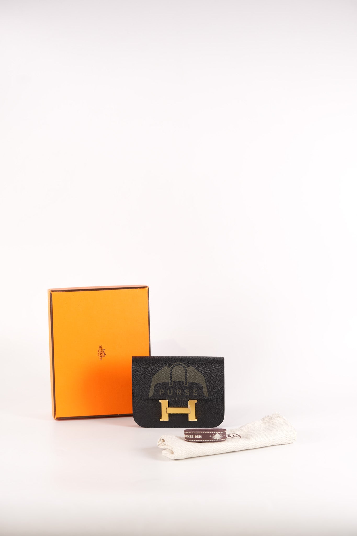 Constance Slim Black in Epsom Leather & Gold Hardware Stamp W (2024) | Purse Maison Luxury Bags Shop