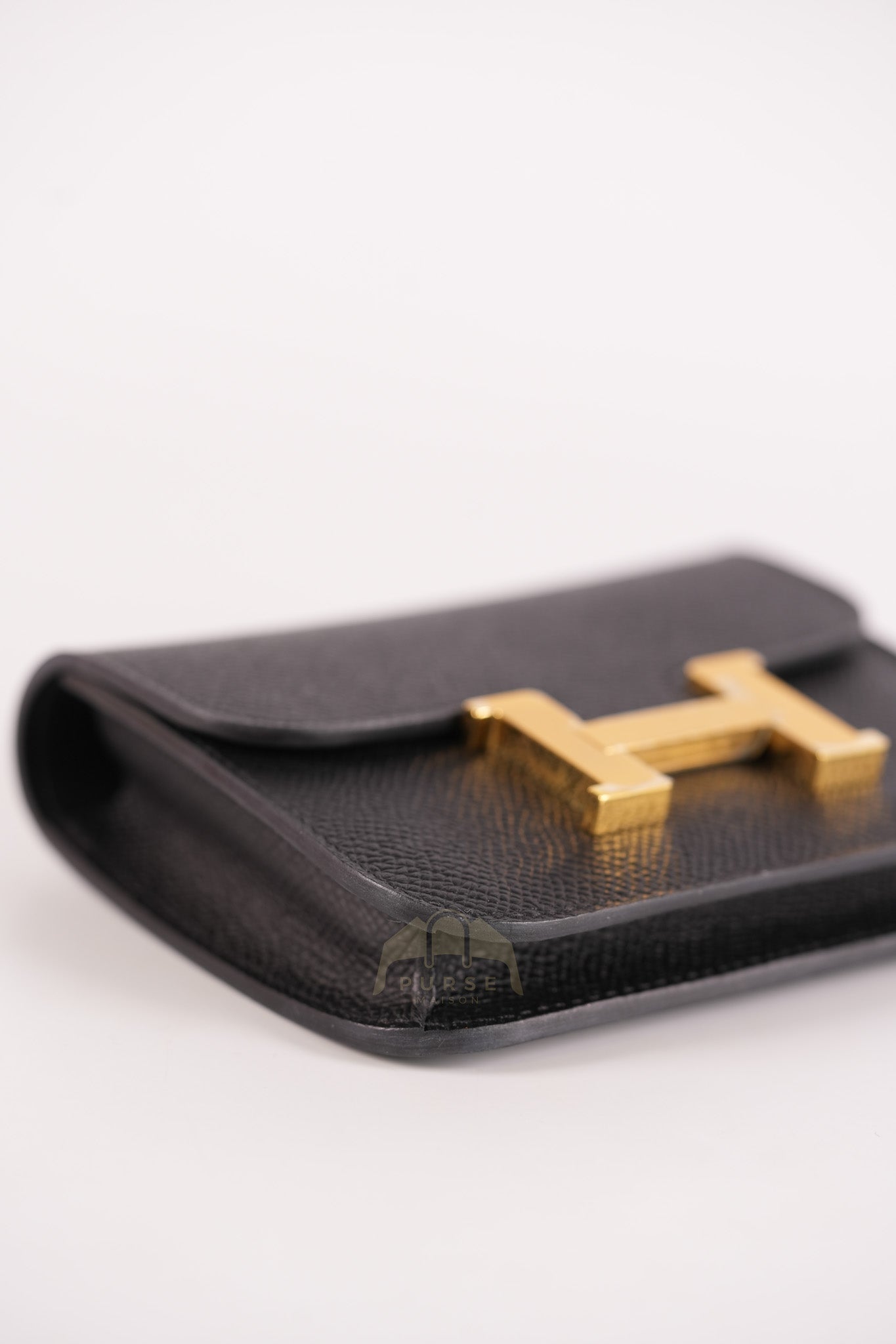 Constance Slim Black in Epsom Leather & Gold Hardware Stamp W (2024) | Purse Maison Luxury Bags Shop