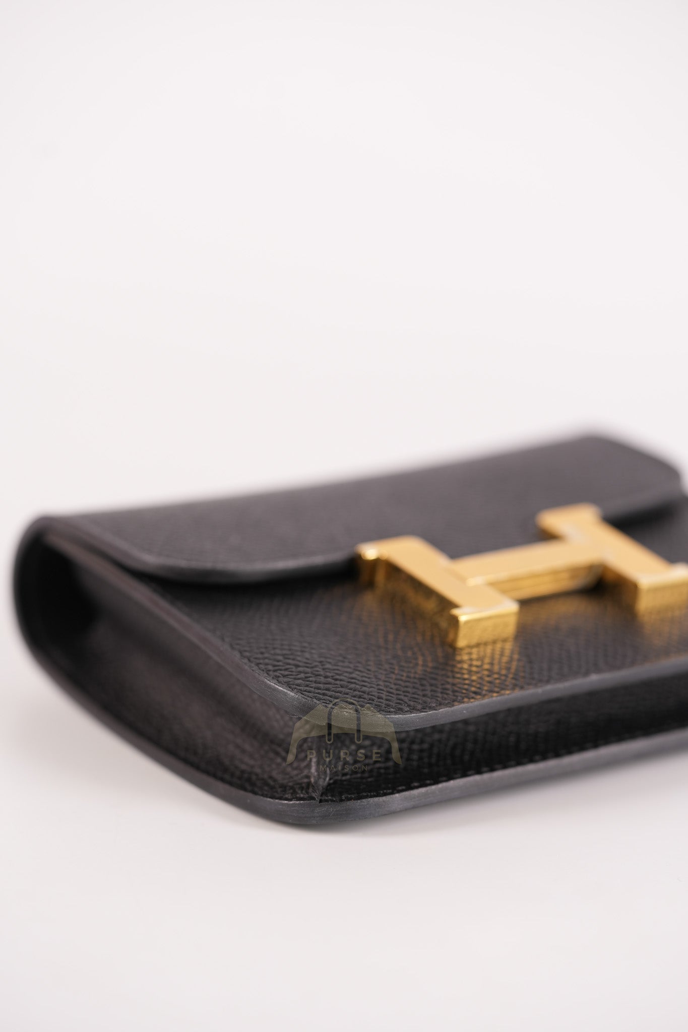 Constance Slim Black in Epsom Leather & Gold Hardware Stamp W (2024) | Purse Maison Luxury Bags Shop