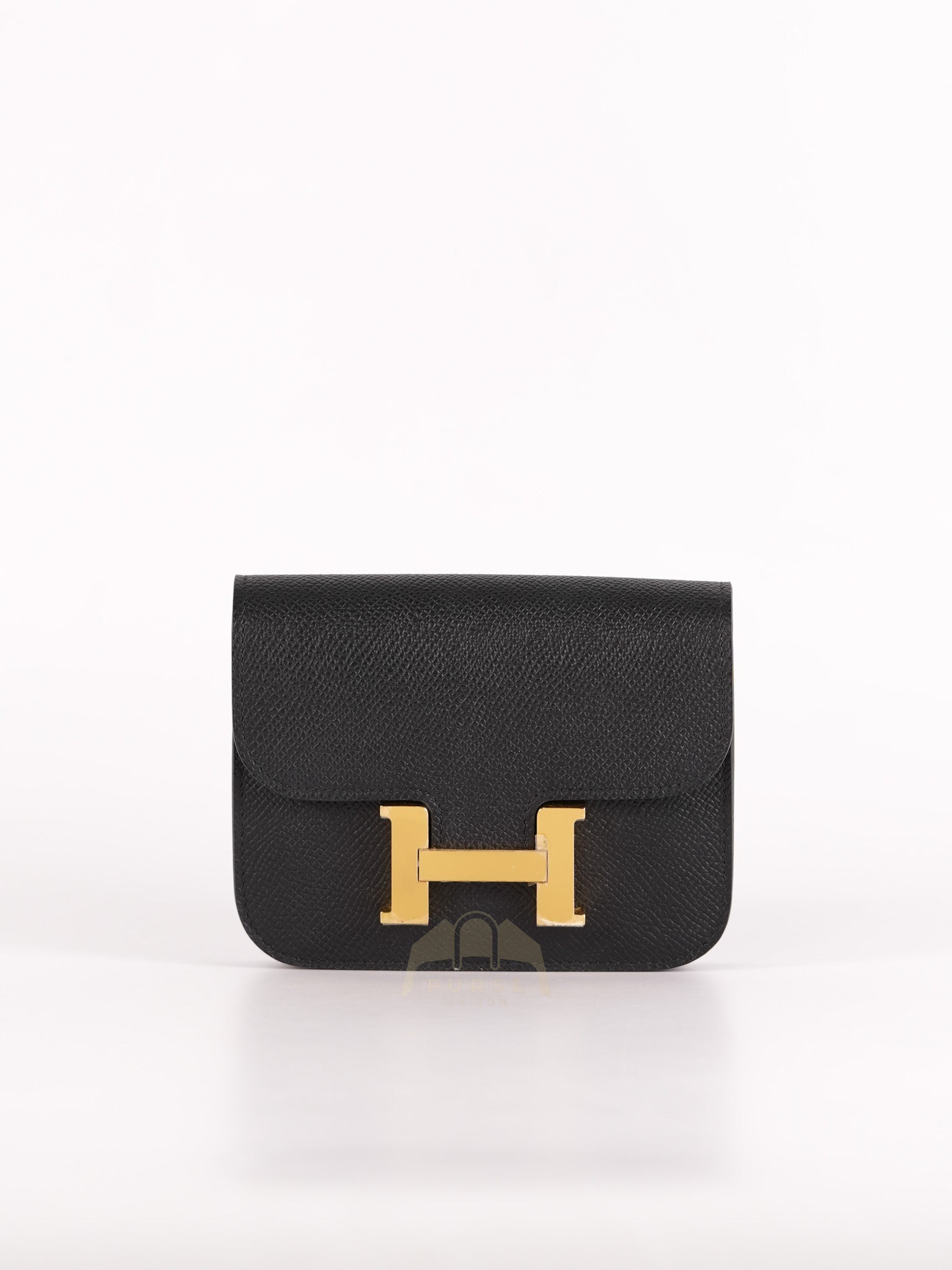 Constance Slim Black in Epsom Leather & Gold Hardware Stamp W (2024) | Purse Maison Luxury Bags Shop