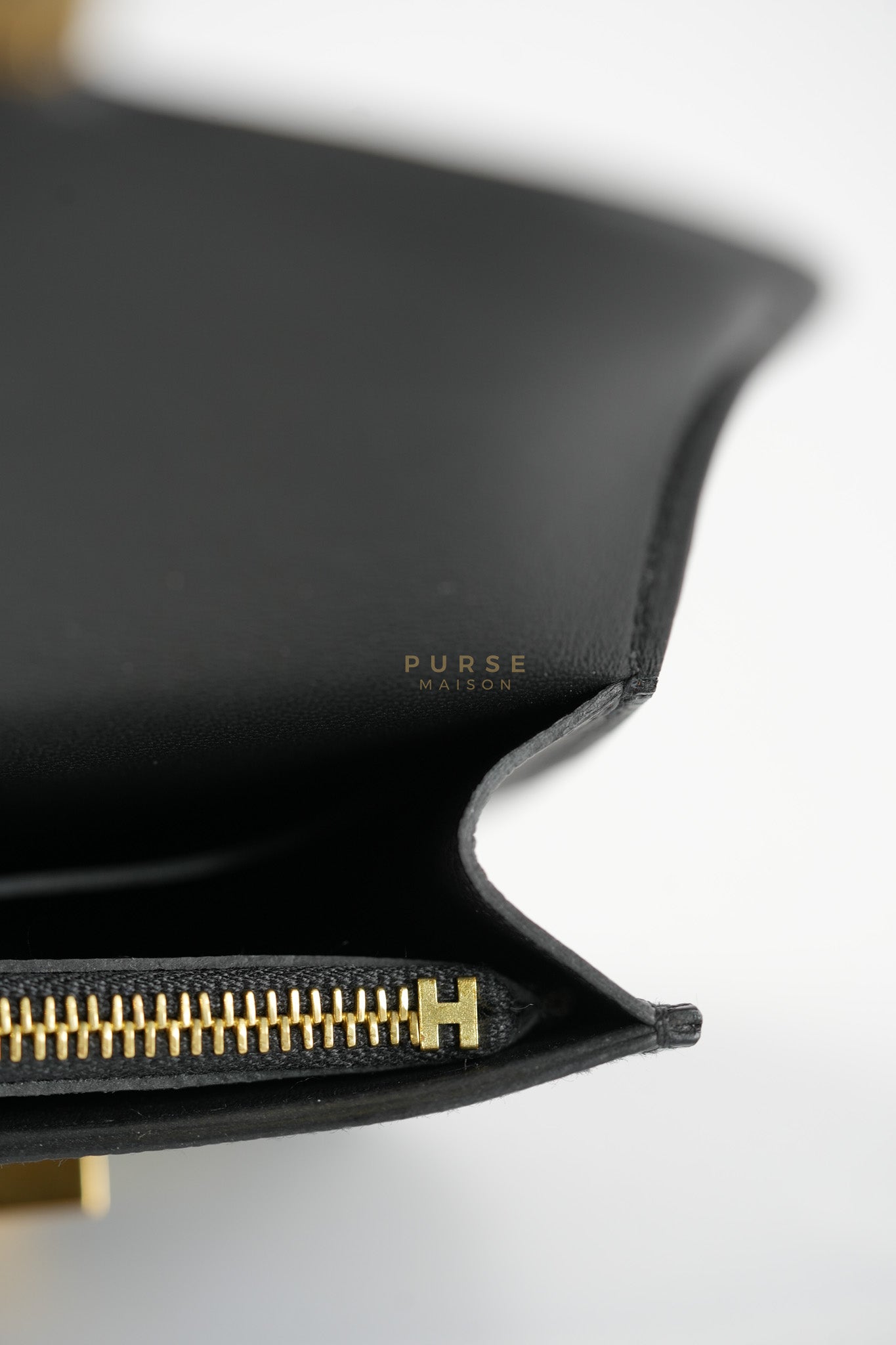Constance Slim in Black Epsom Leather and Gold Hardware Stamp W (2024) | Purse Maison Luxury Bags Shop