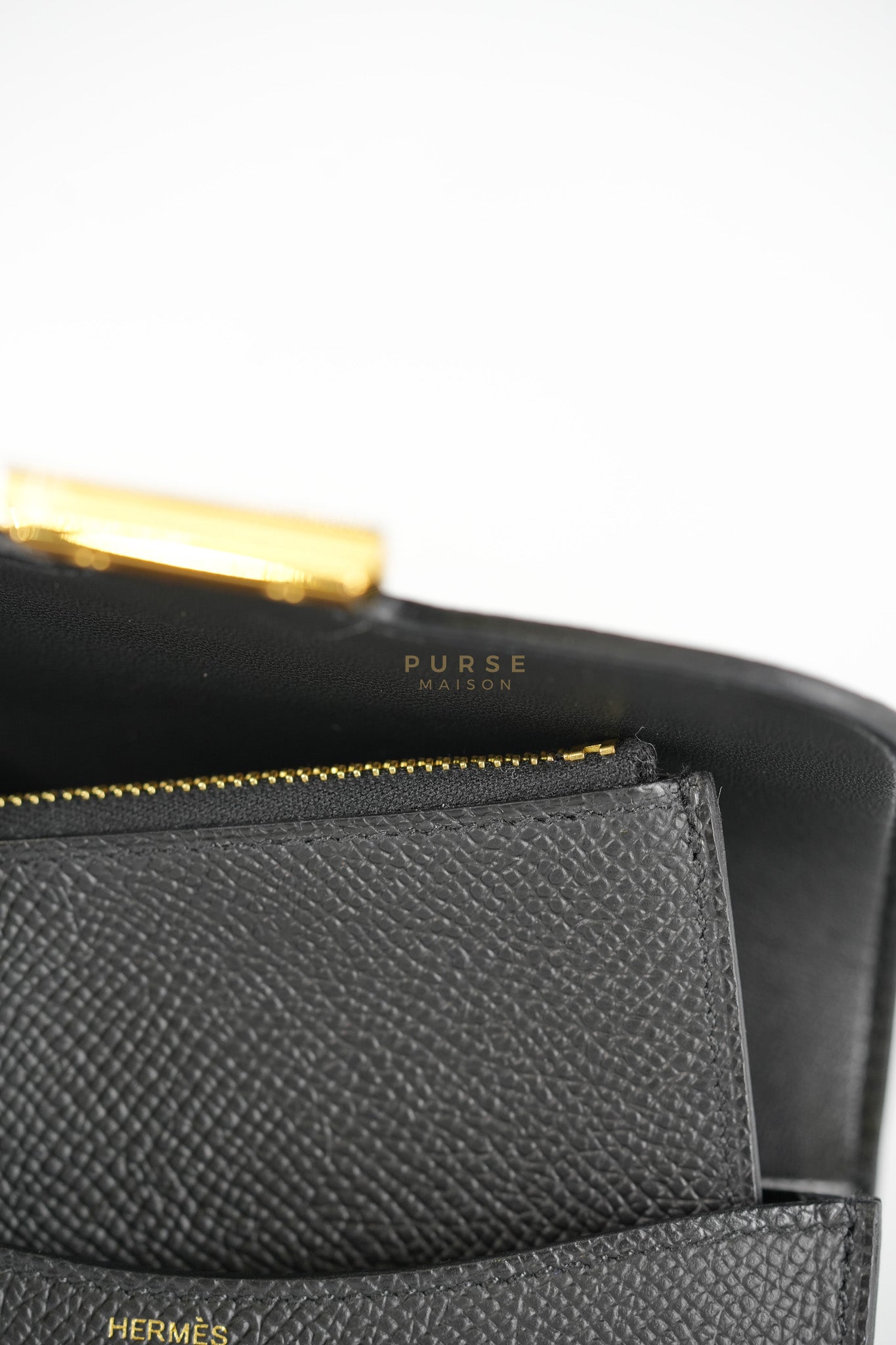 Constance Slim in Black Epsom Leather and Gold Hardware Stamp W (2024) | Purse Maison Luxury Bags Shop