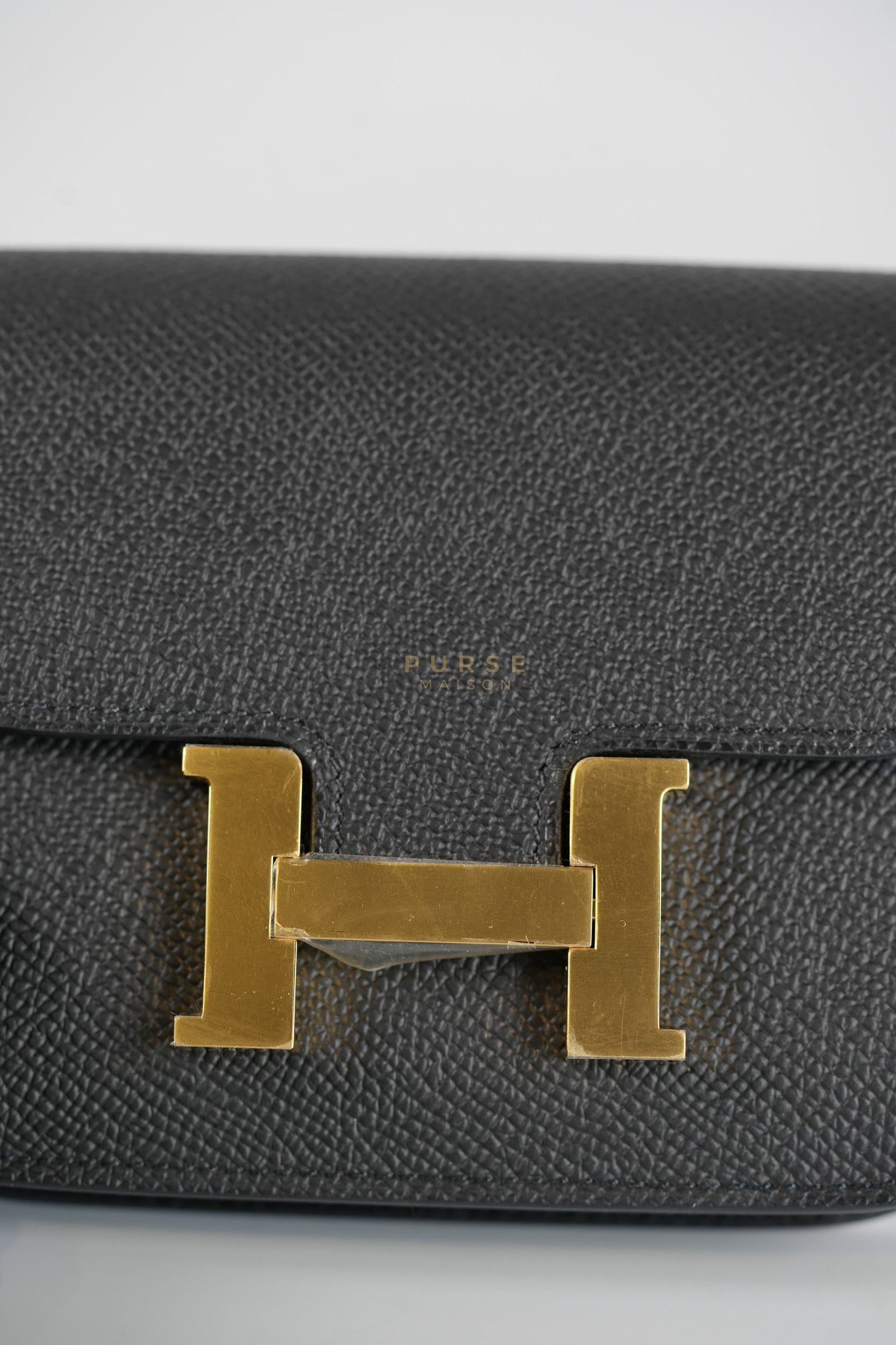 Constance Slim in Black Epsom Leather and Gold Hardware Stamp W (2024) | Purse Maison Luxury Bags Shop