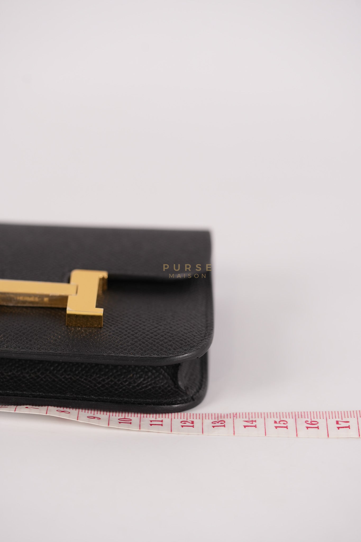 Constance Slim in Black Epsom Leather and Gold Hardware Stamp W (2024) | Purse Maison Luxury Bags Shop