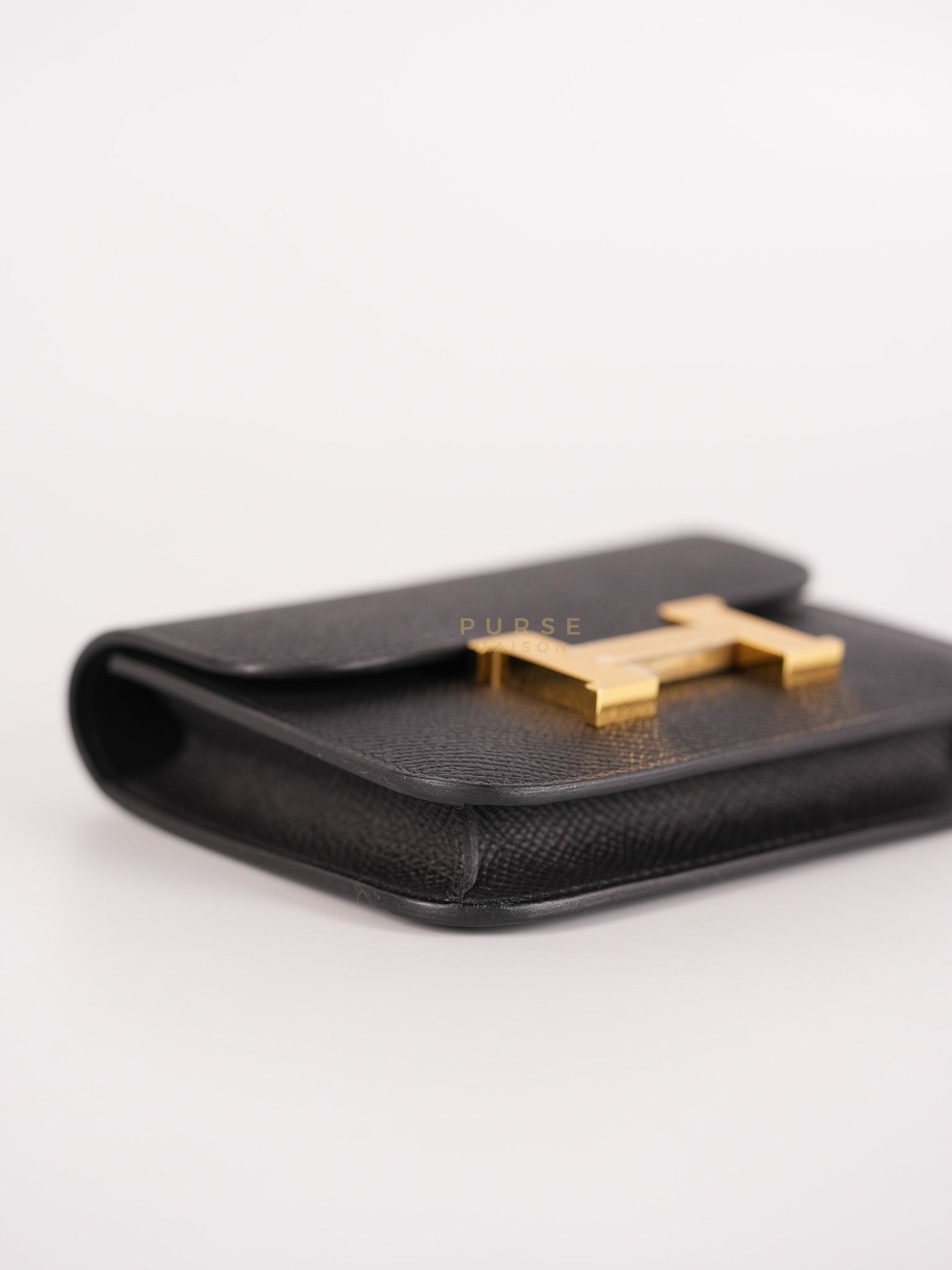 Constance Slim in Black Epsom Leather and Gold Hardware Stamp W (2024) | Purse Maison Luxury Bags Shop