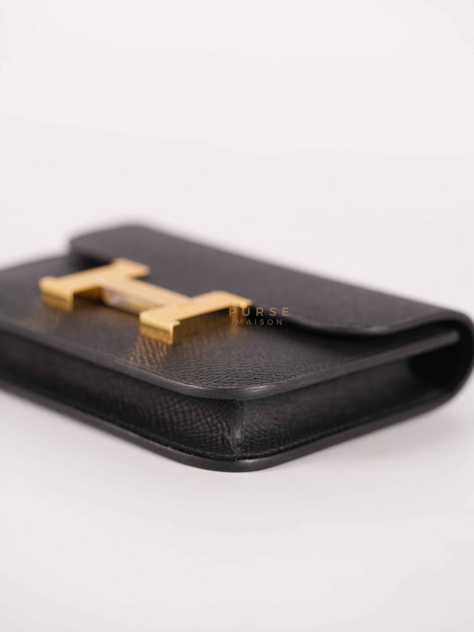Constance Slim in Black Epsom Leather and Gold Hardware Stamp W (2024) | Purse Maison Luxury Bags Shop