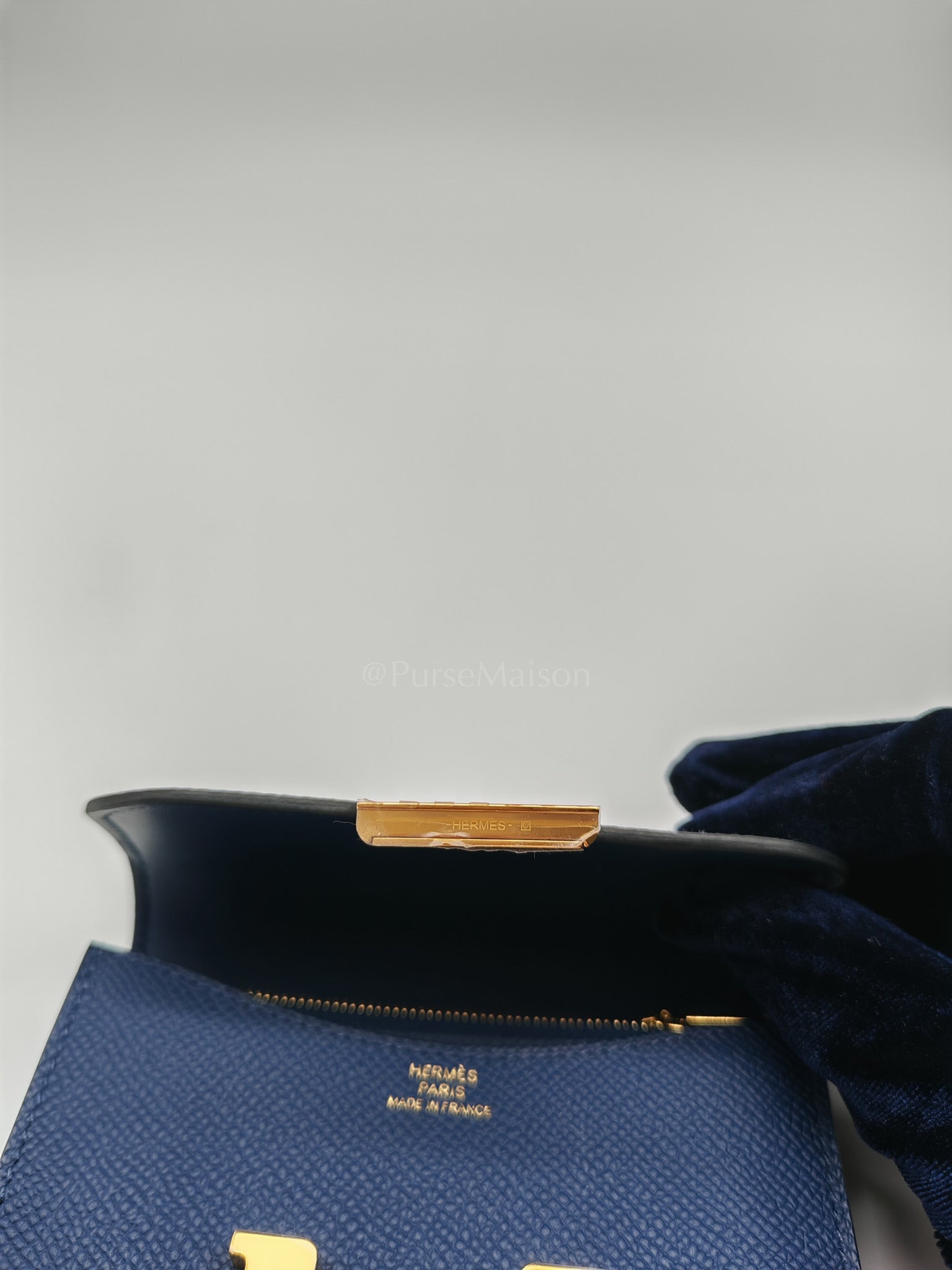 Constance Slim Wallet in Bleu Saphir Epsom Leather Gold Hardware Stamp B(2023) | Purse Maison Luxury Bags Shop