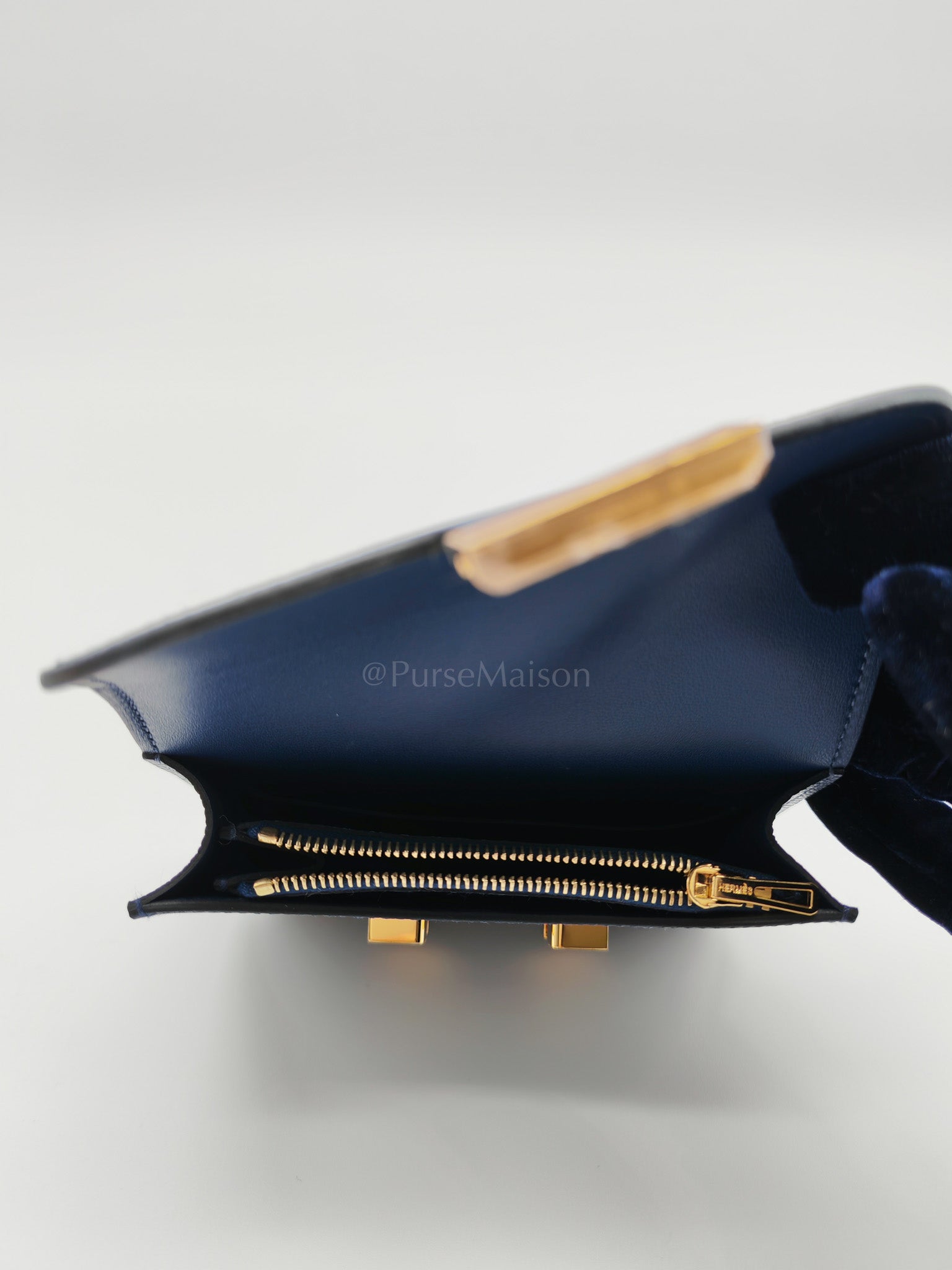 Constance Slim Wallet in Bleu Saphir Epsom Leather Gold Hardware Stamp B(2023) | Purse Maison Luxury Bags Shop
