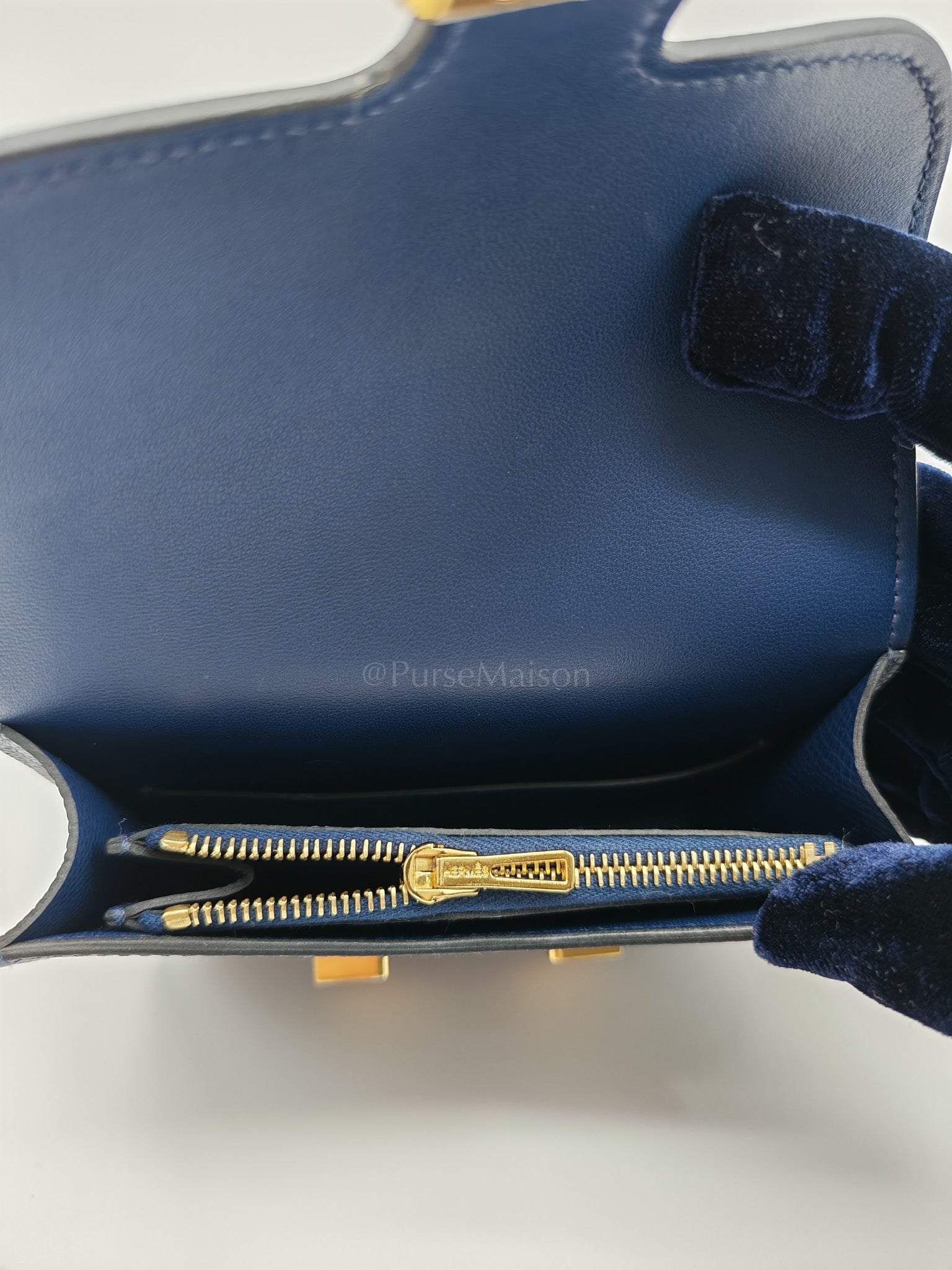 Constance Slim Wallet in Bleu Saphir Epsom Leather Gold Hardware Stamp B(2023) | Purse Maison Luxury Bags Shop