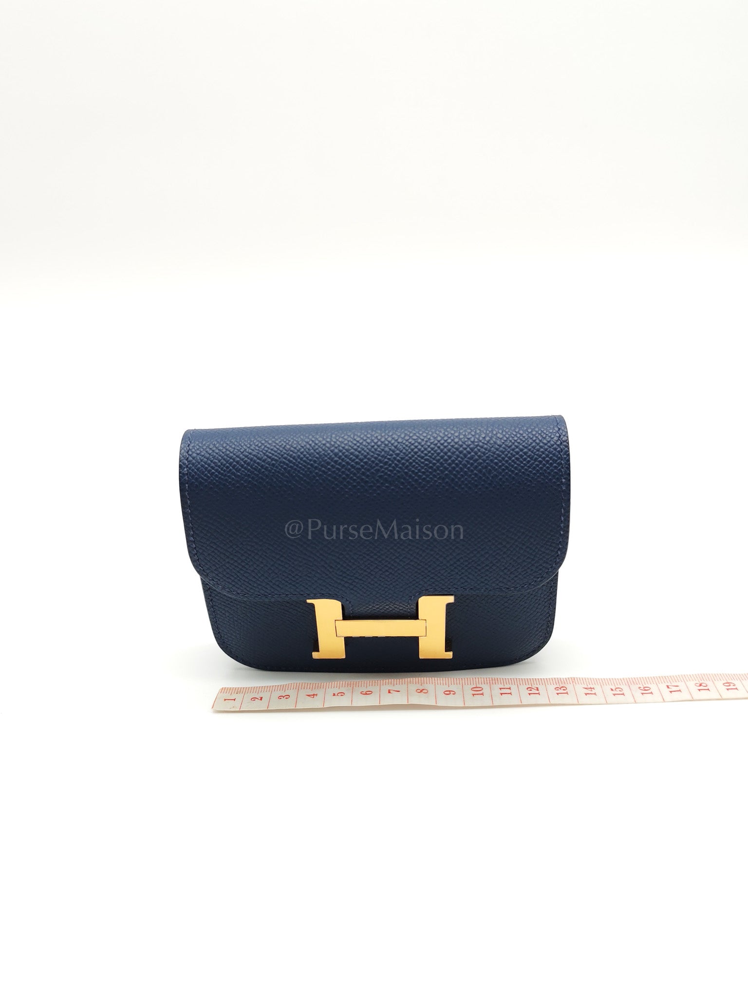 Constance Slim Wallet in Bleu Saphir Epsom Leather Gold Hardware Stamp B(2023) | Purse Maison Luxury Bags Shop