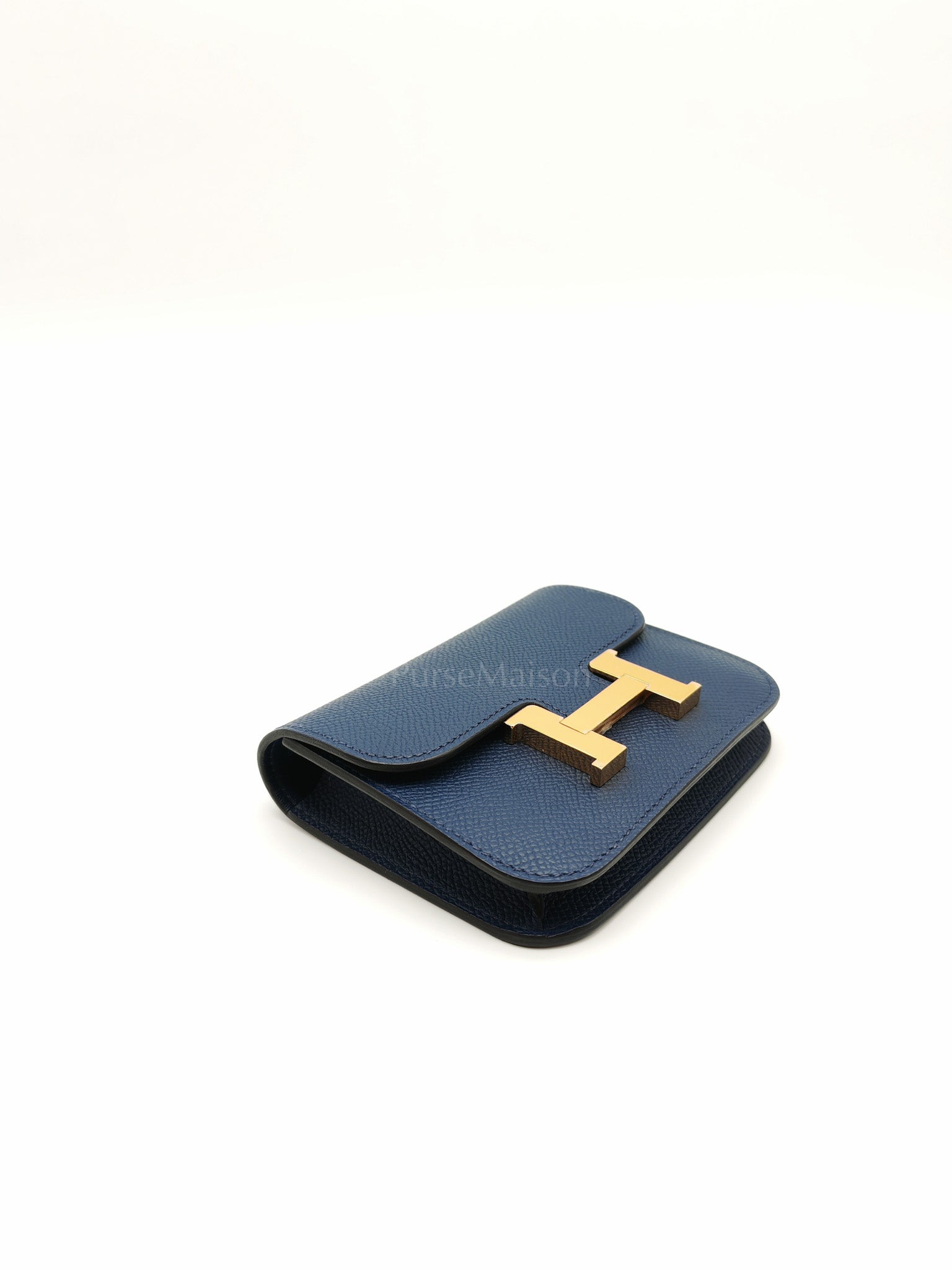 Constance Slim Wallet in Bleu Saphir Epsom Leather Gold Hardware Stamp B(2023) | Purse Maison Luxury Bags Shop