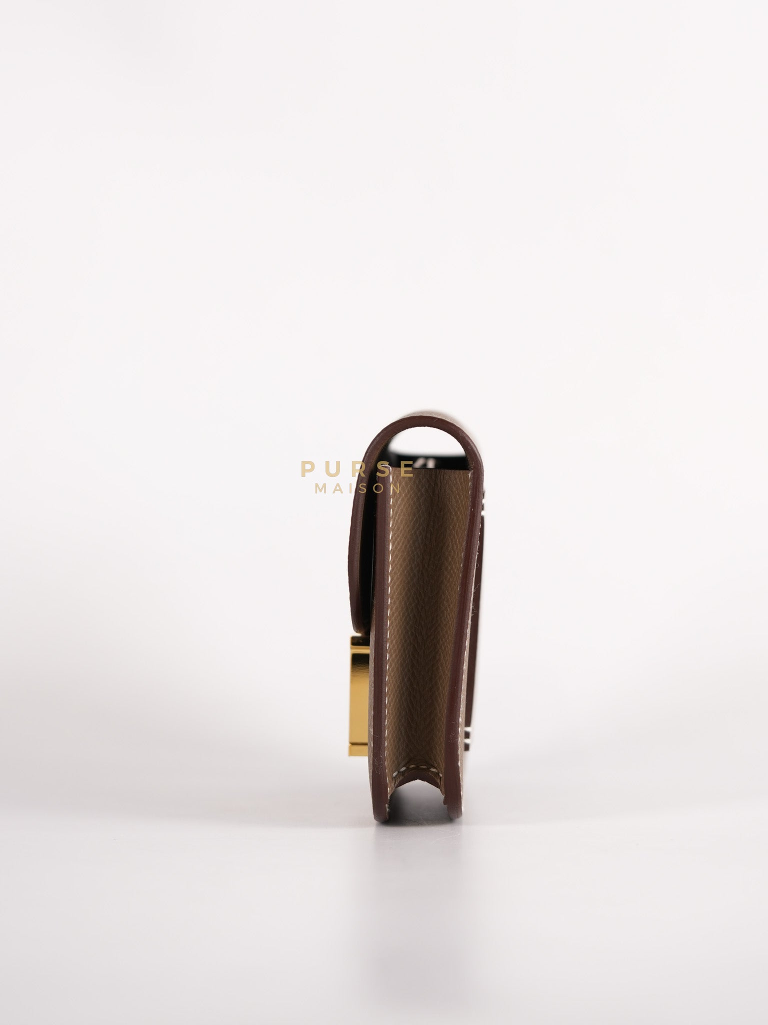 Constance Slim Wallet in Etoupe Epsom Leather & Gold Hardware Stamp W (2024) | Purse Maison Luxury Bags Shop