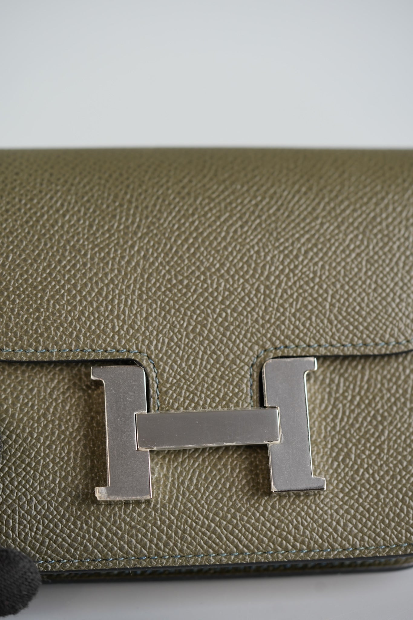 Constance Slim Wallet in Vert de Gris Epsom Leather & Palladium Hardware Stamp Y (2020) | Purse Maison Luxury Bags Shop