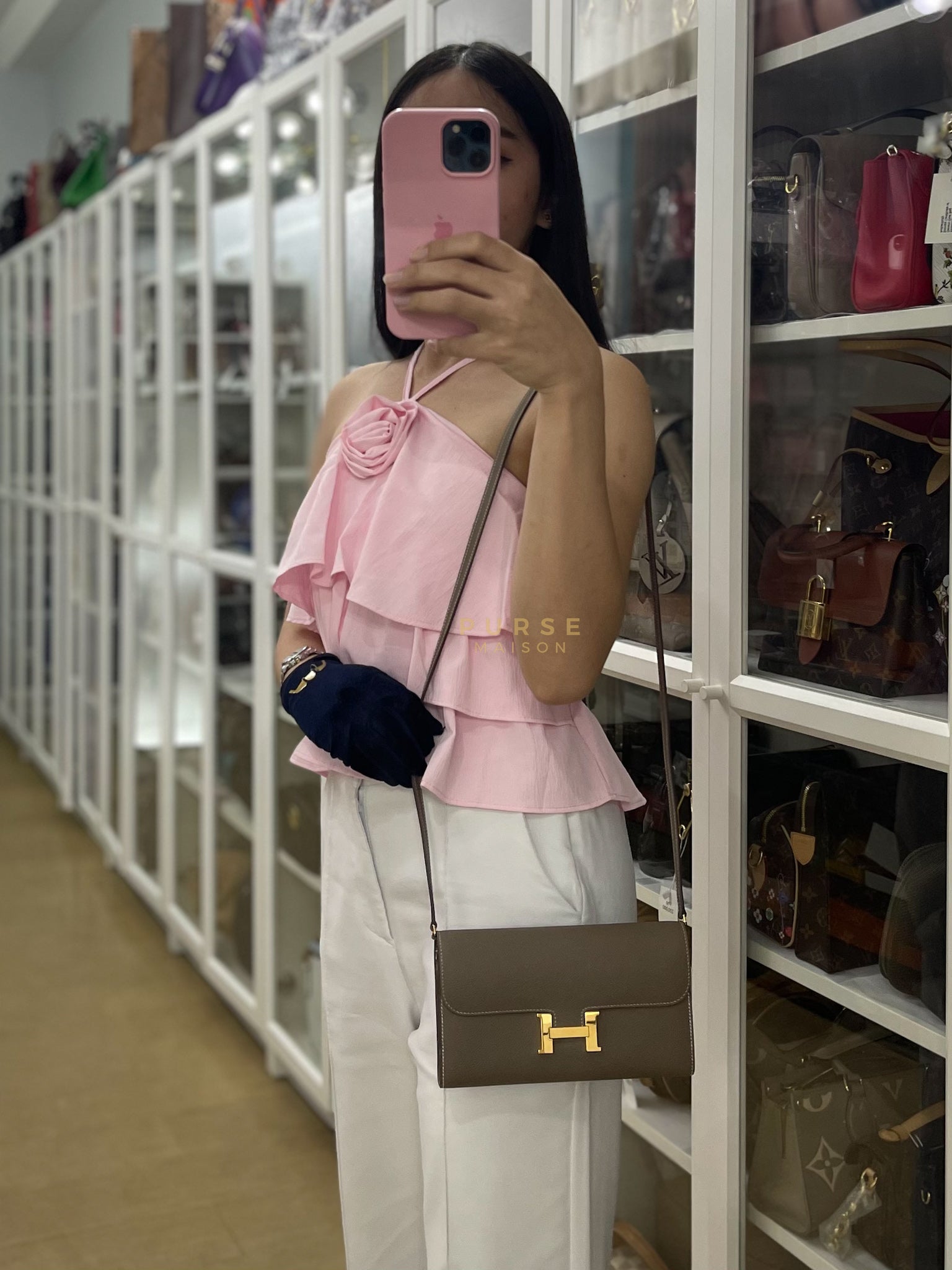 Constance To Go Etoupe Epsom Leather Gold Hardware Stamp B(2023) | Purse Maison Luxury Bags Shop