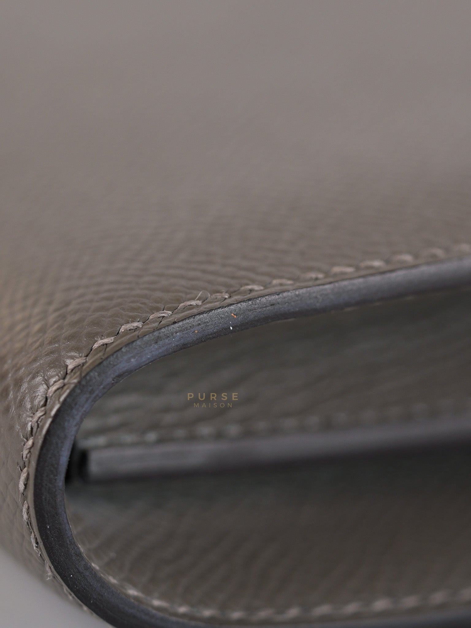 Constance To Go Gris Meyer Epsom Leather in Gold Hardware Stamp U (2022) | Purse Maison Luxury Bags Shop