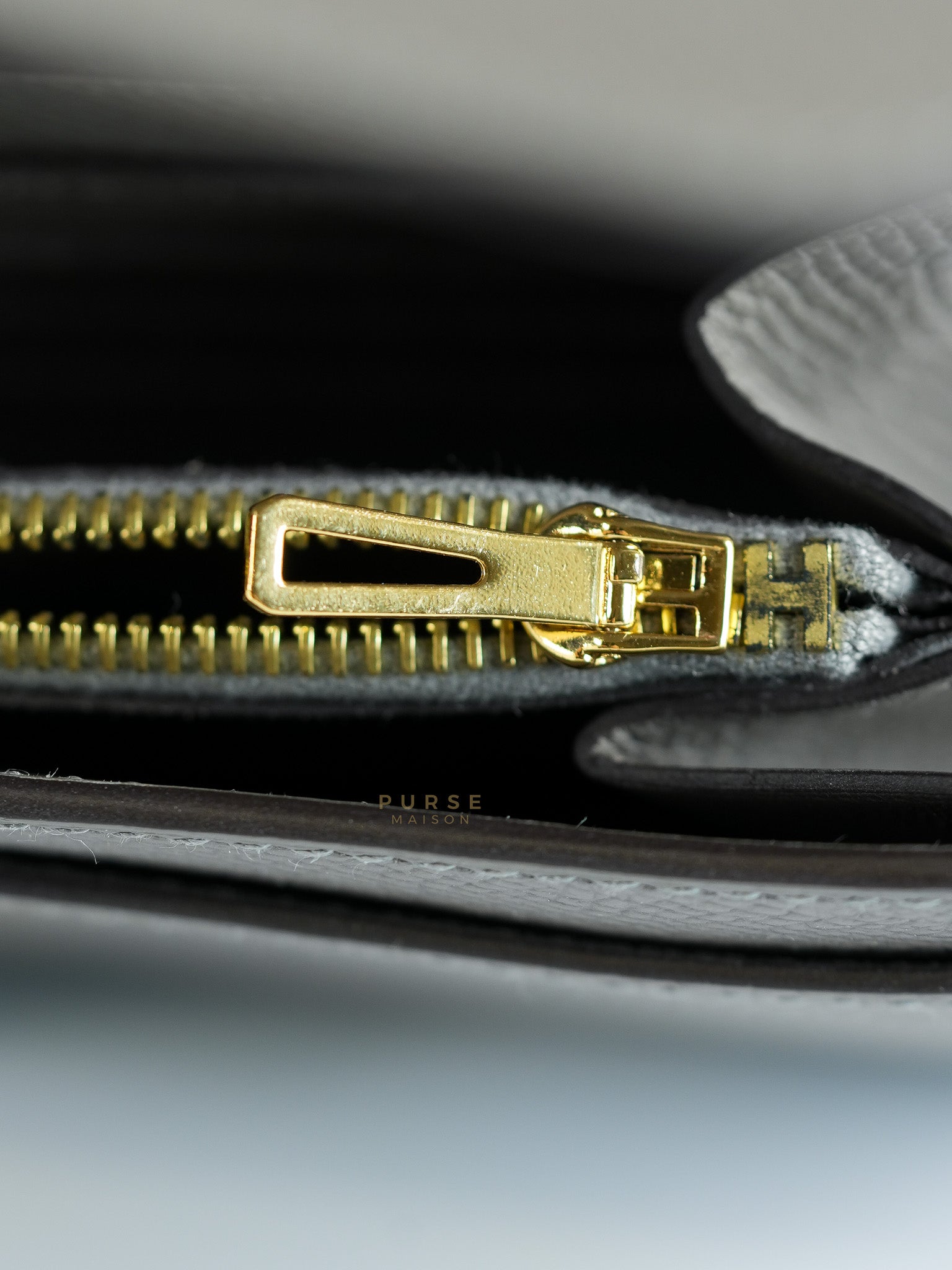 Constance To Go Gris Meyer Epsom Leather in Gold Hardware Stamp U (2022) | Purse Maison Luxury Bags Shop