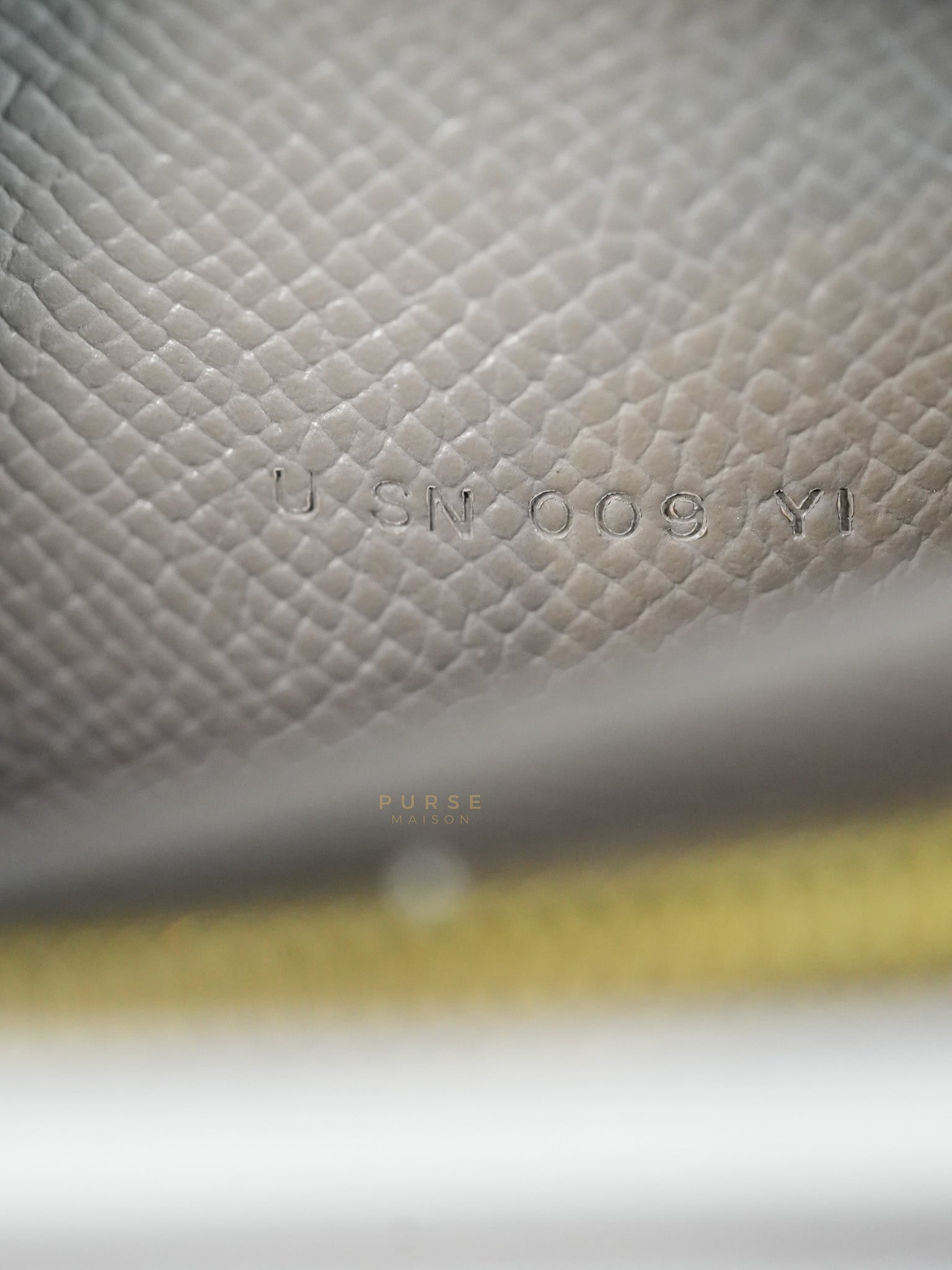 Constance To Go Gris Meyer Epsom Leather in Gold Hardware Stamp U (2022) | Purse Maison Luxury Bags Shop