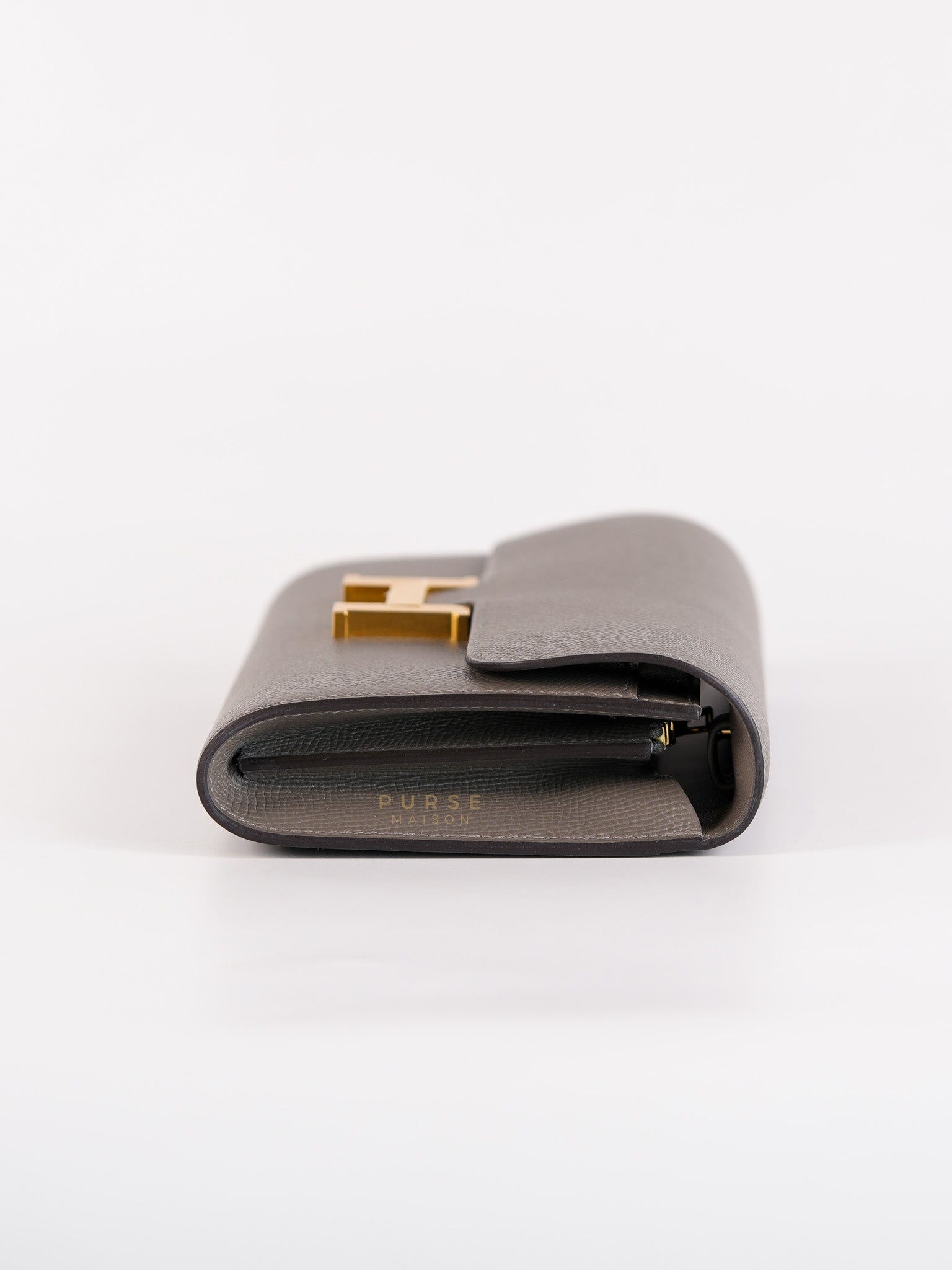 Constance To Go Gris Meyer Epsom Leather in Gold Hardware Stamp U (2022) | Purse Maison Luxury Bags Shop