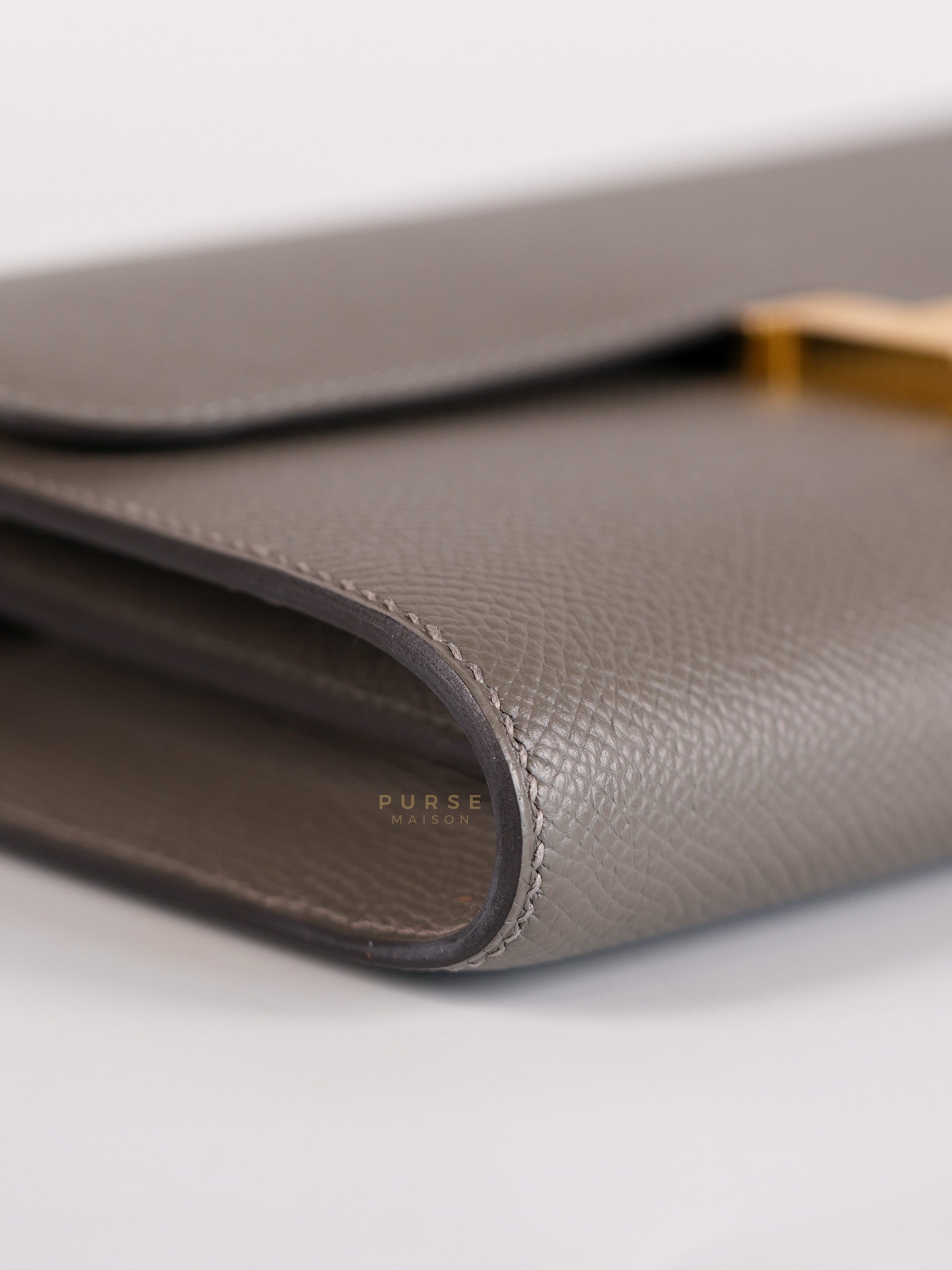 Constance To Go Gris Meyer Epsom Leather in Gold Hardware Stamp U (2022) | Purse Maison Luxury Bags Shop