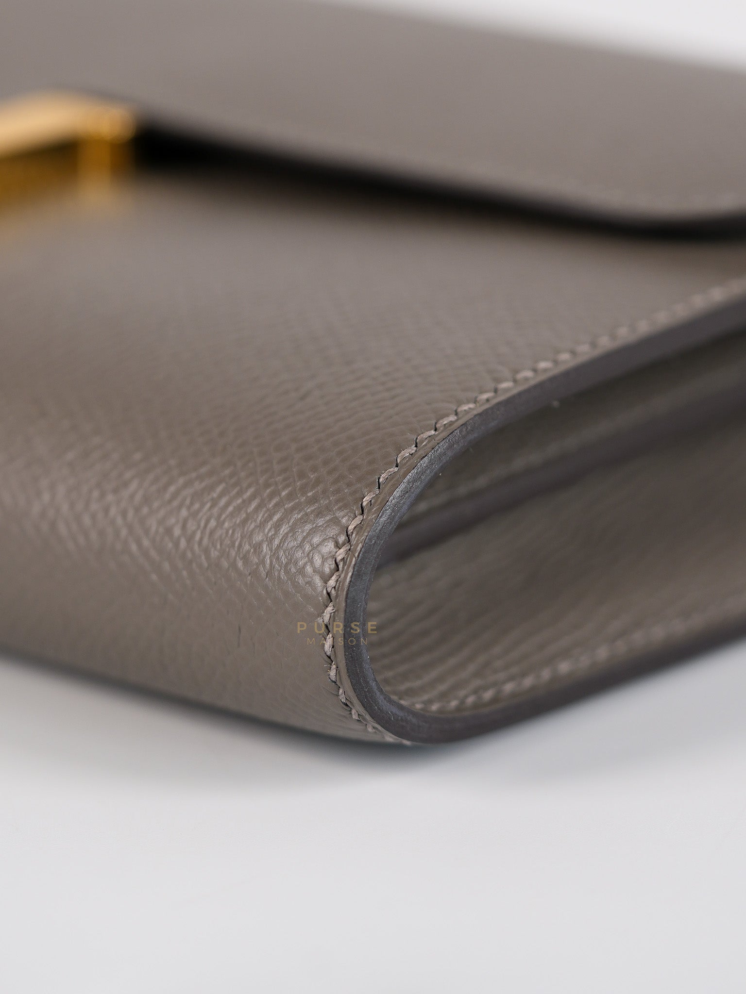 Constance To Go Gris Meyer Epsom Leather in Gold Hardware Stamp U (2022) | Purse Maison Luxury Bags Shop