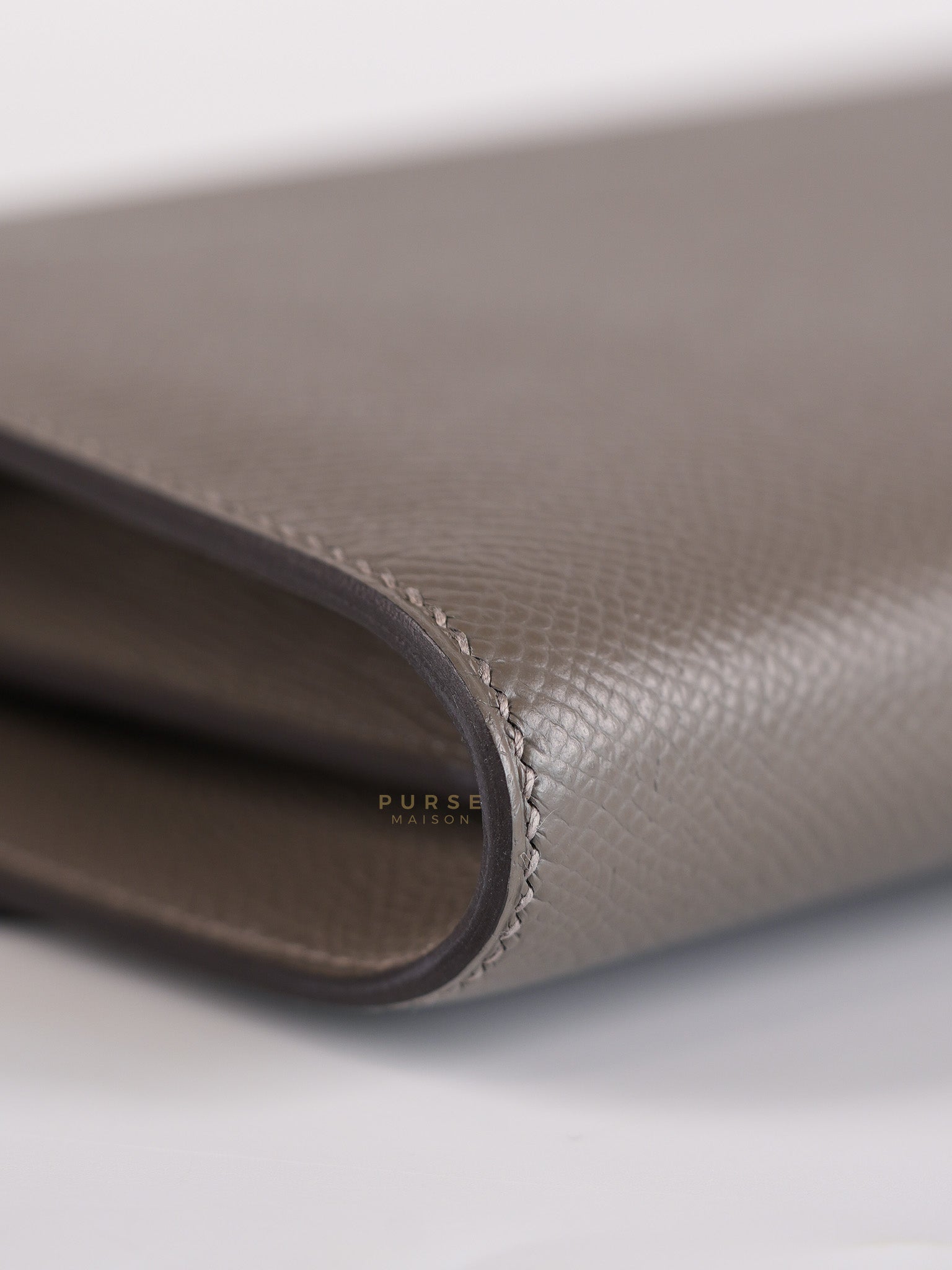 Constance To Go Gris Meyer Epsom Leather in Gold Hardware Stamp U (2022) | Purse Maison Luxury Bags Shop