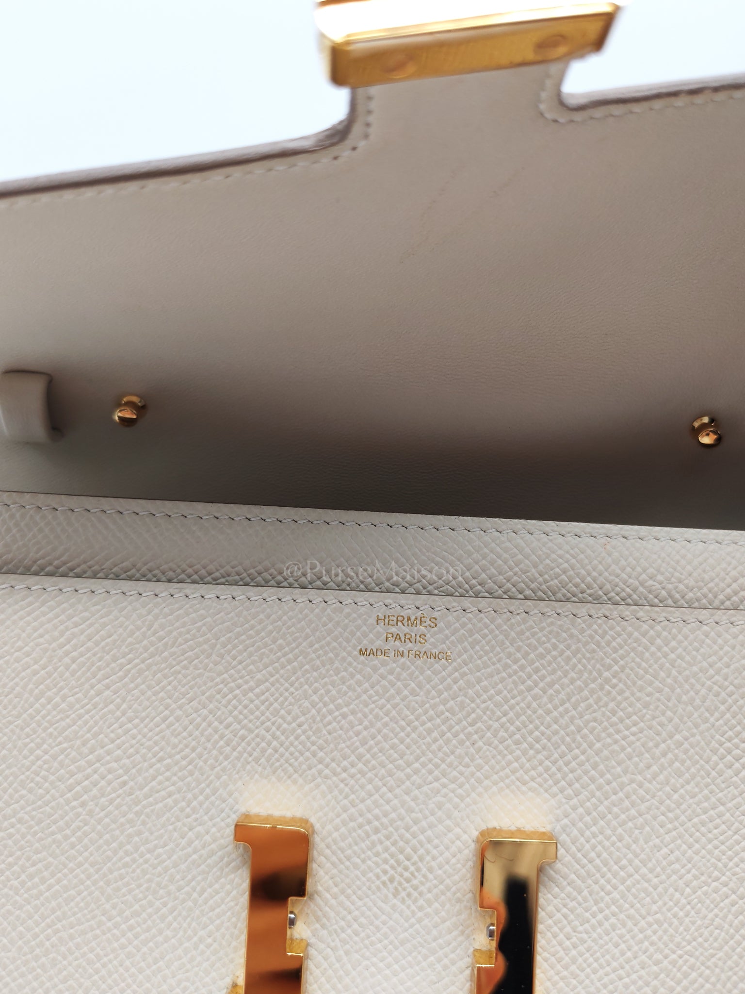 Constance To Go in Crai Epsom Leather and Gold Hardware Stamp U (2022) | Purse Maison Luxury Bags Shop