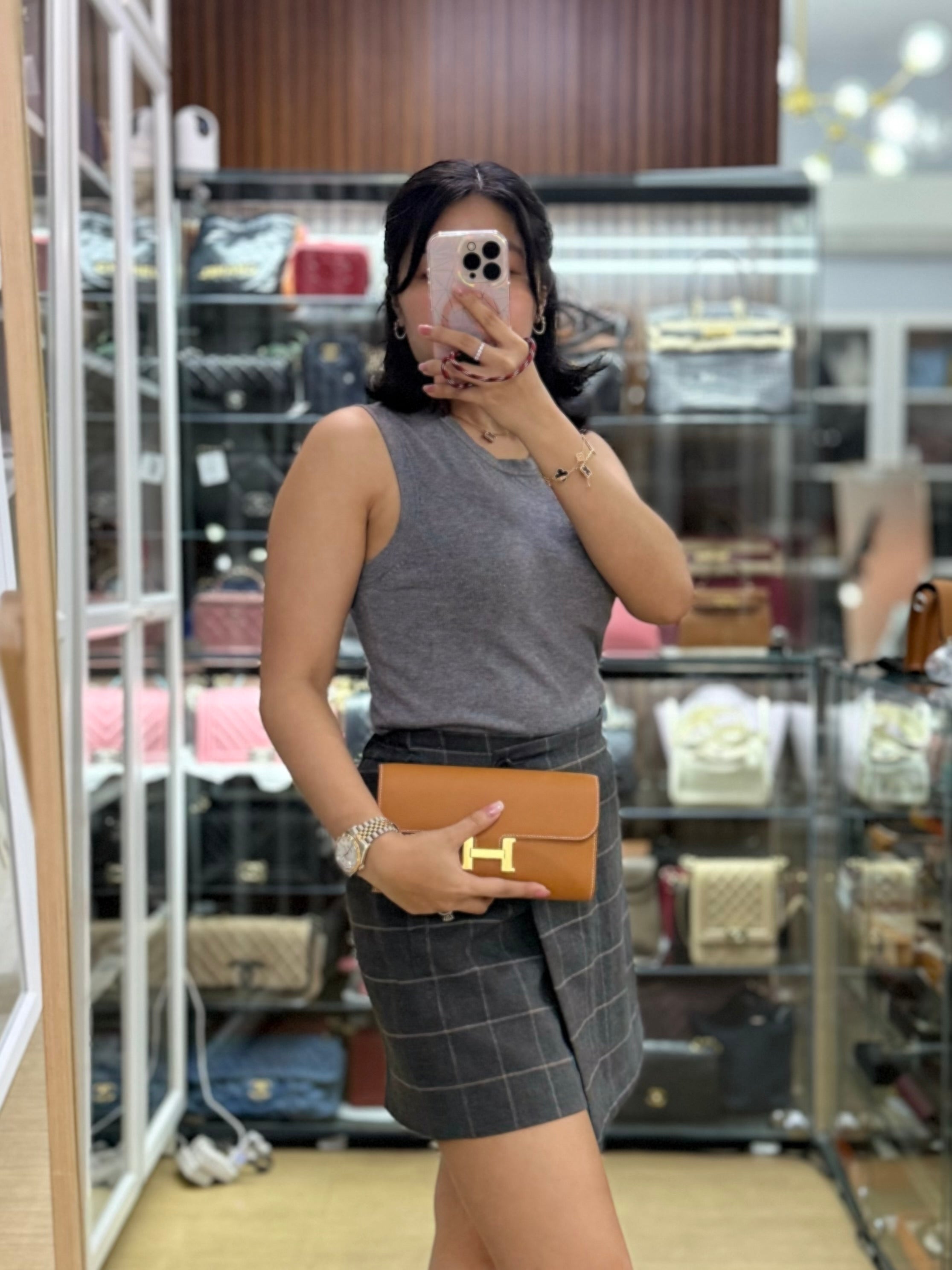 Constance To Go in Gold Evercolor Leather and Gold Hardware Stamp U (2022) | Purse Maison Luxury Bags Shop