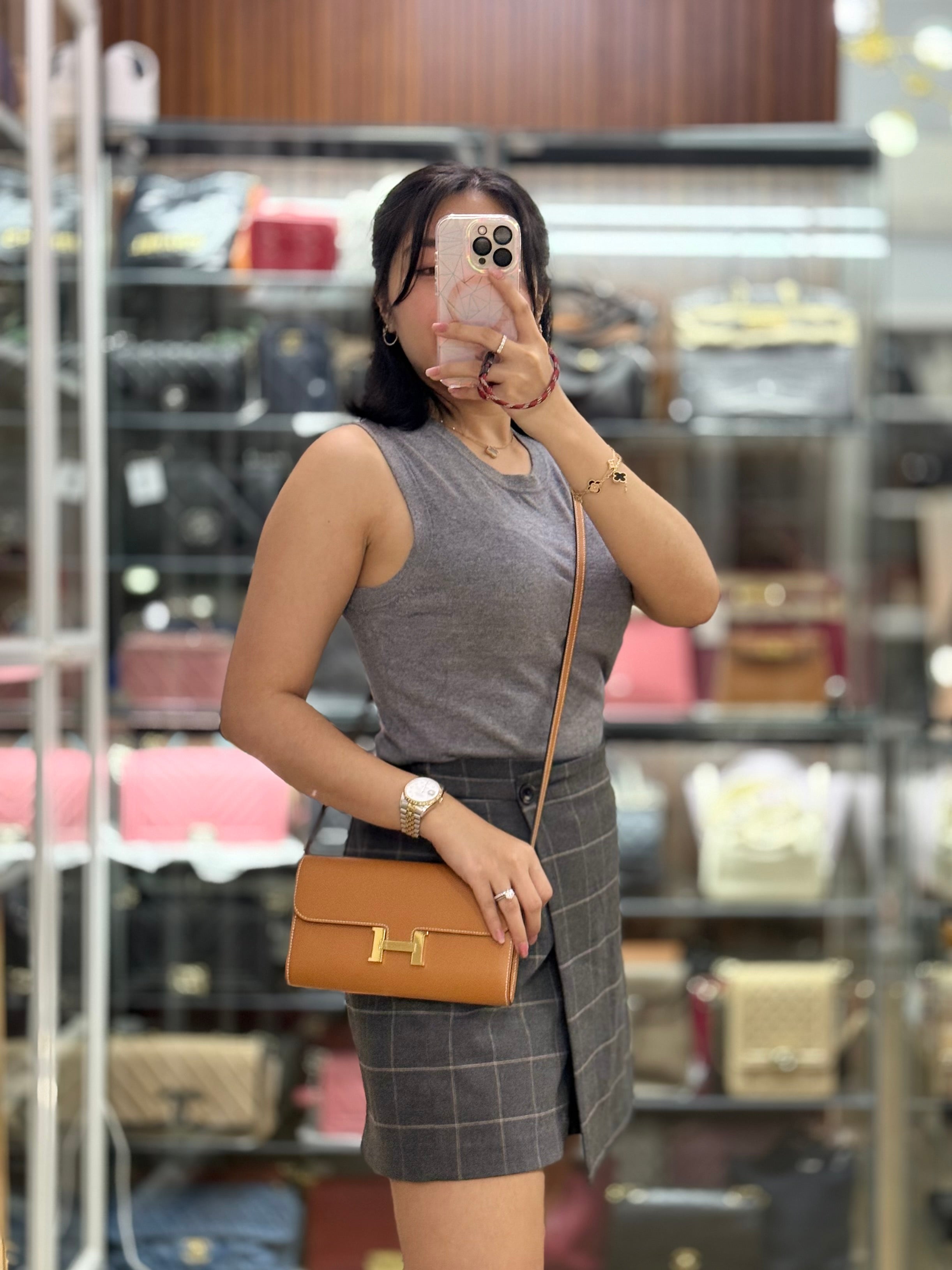 Constance To Go in Gold Evercolor Leather and Gold Hardware Stamp U (2022) | Purse Maison Luxury Bags Shop