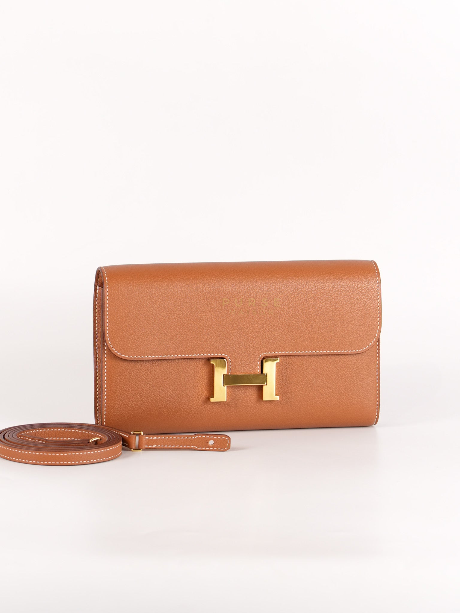 Constance To Go in Gold Evercolor Leather and Gold Hardware Stamp U (2022) | Purse Maison Luxury Bags Shop