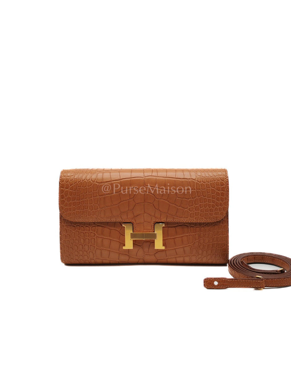 Constance To Go in Gold Matte Aligator Leather Gold Hardware Stamp Z(2021) | Purse Maison Luxury Bags Shop