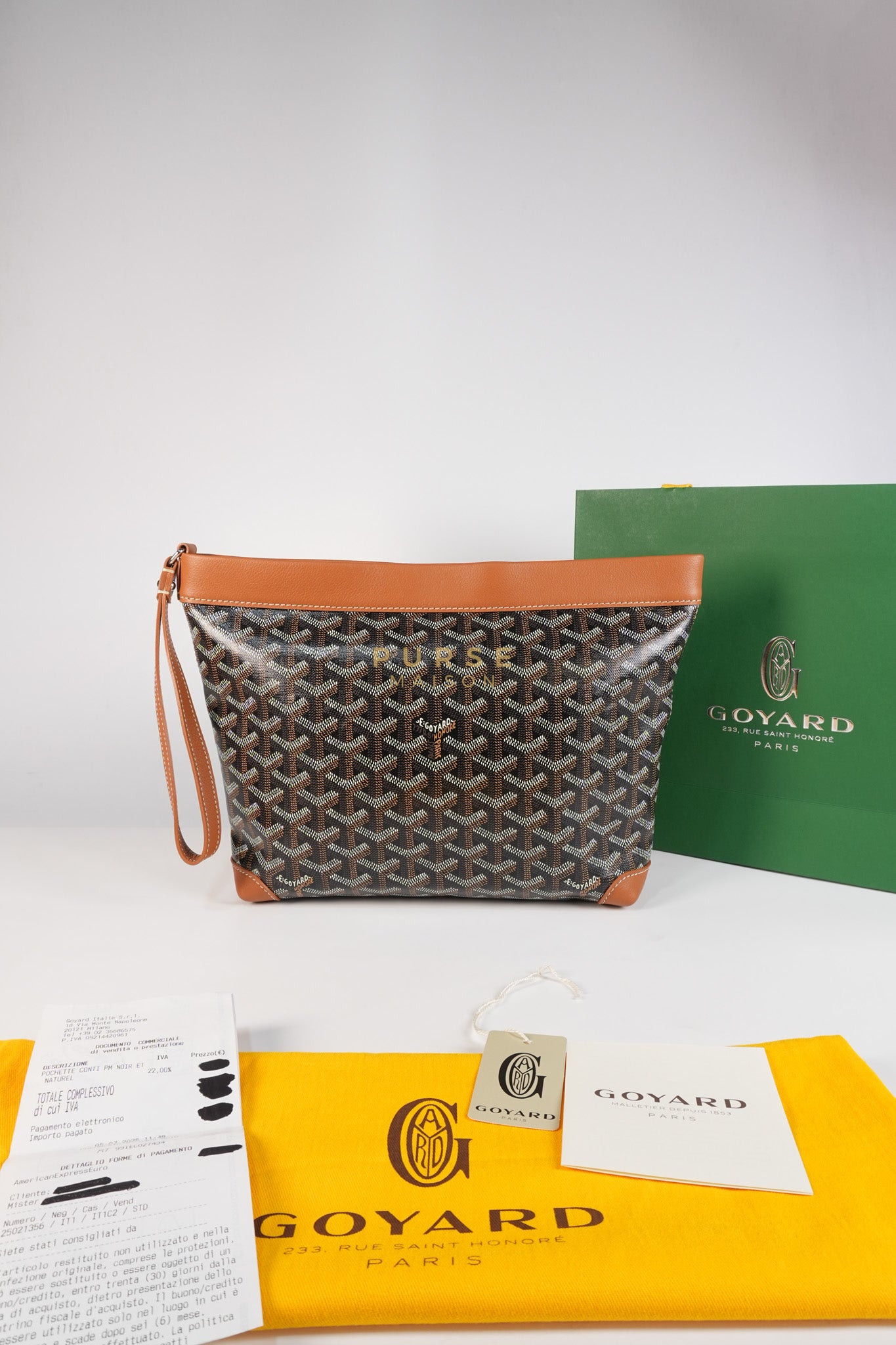 Conti Pouch in Tan Goyardine Canvas | Purse Maison Luxury Bags Shop