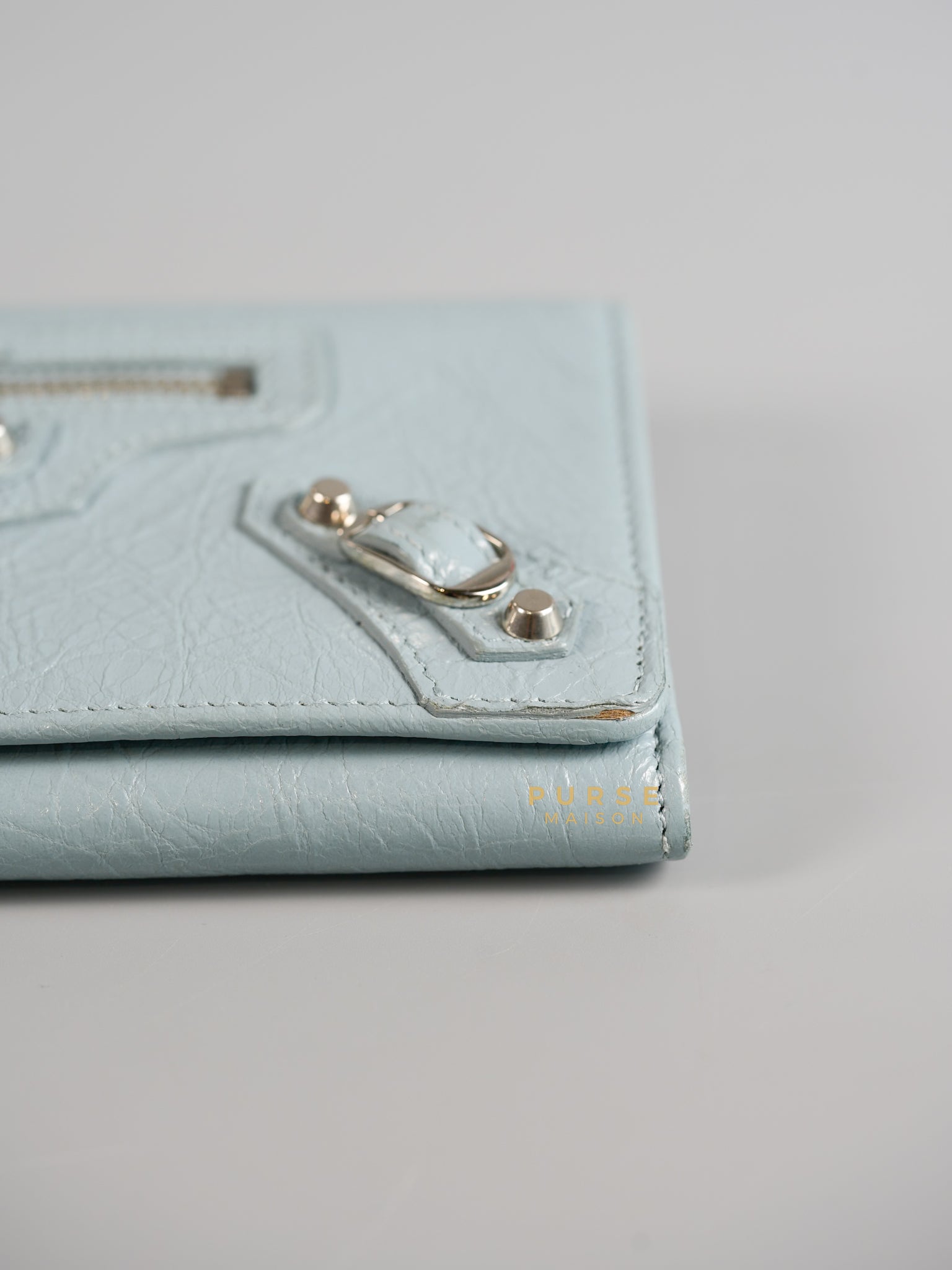 Continental City Long Wallet in Light Blue Leather | Purse Maison Luxury Bags Shop