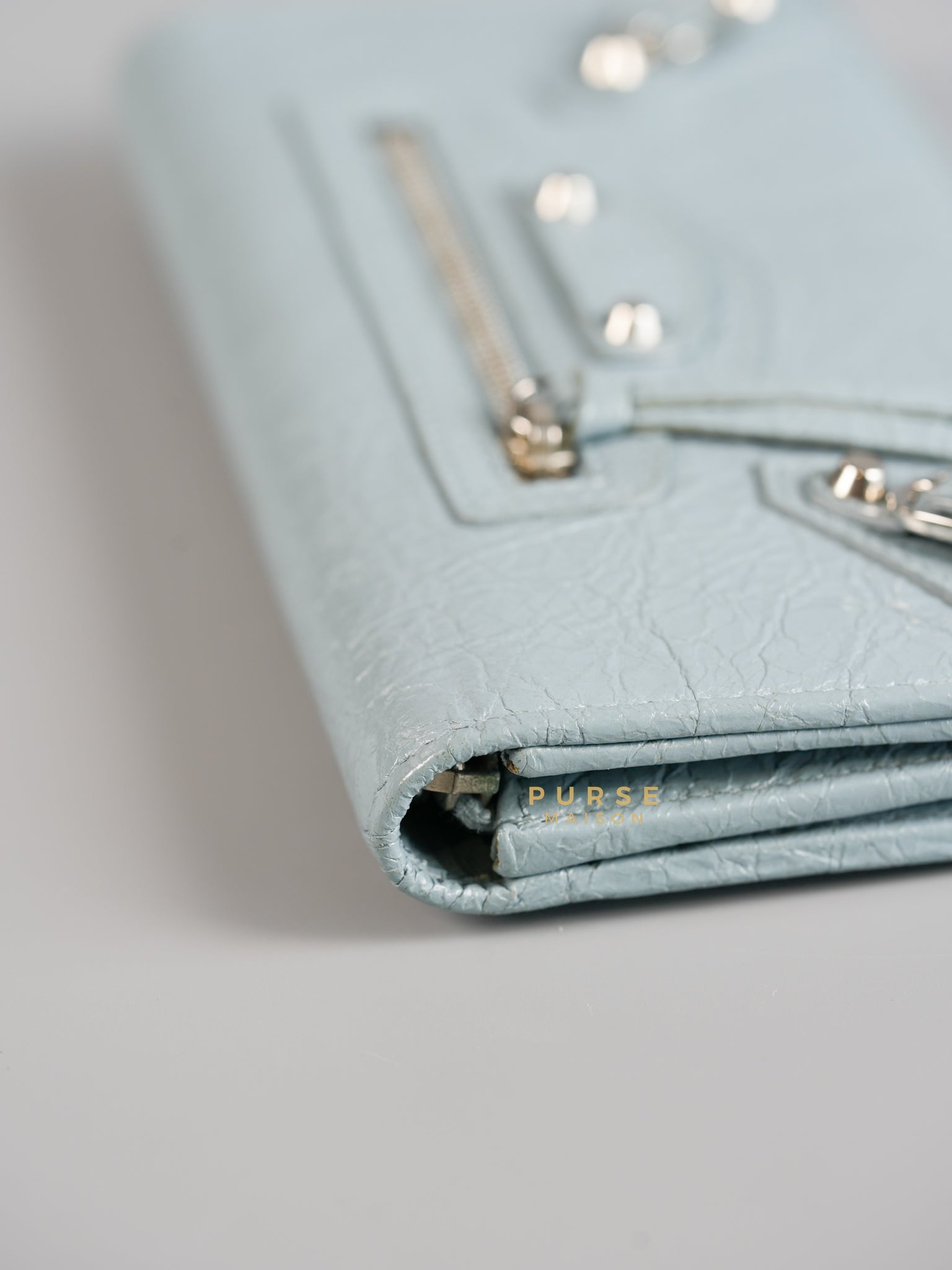 Continental City Long Wallet in Light Blue Leather | Purse Maison Luxury Bags Shop