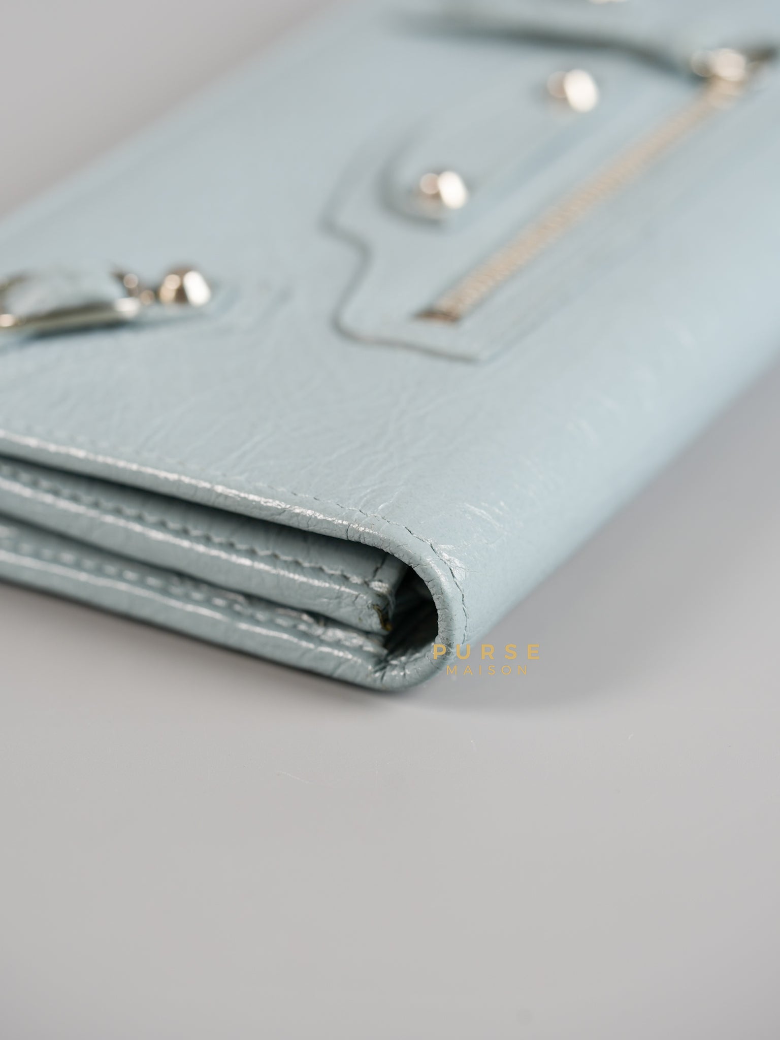 Continental City Long Wallet in Light Blue Leather | Purse Maison Luxury Bags Shop