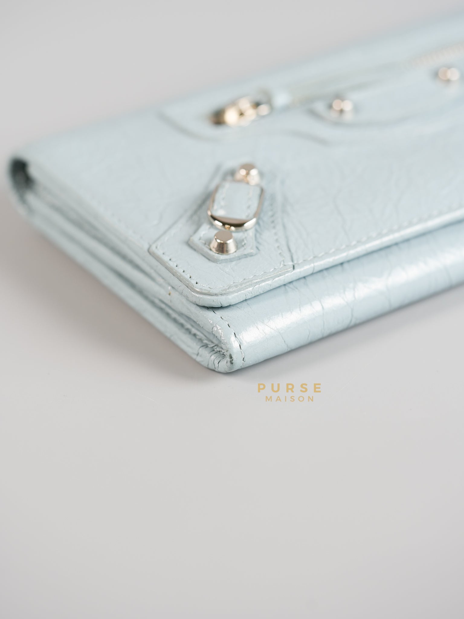 Continental City Long Wallet in Light Blue Leather | Purse Maison Luxury Bags Shop