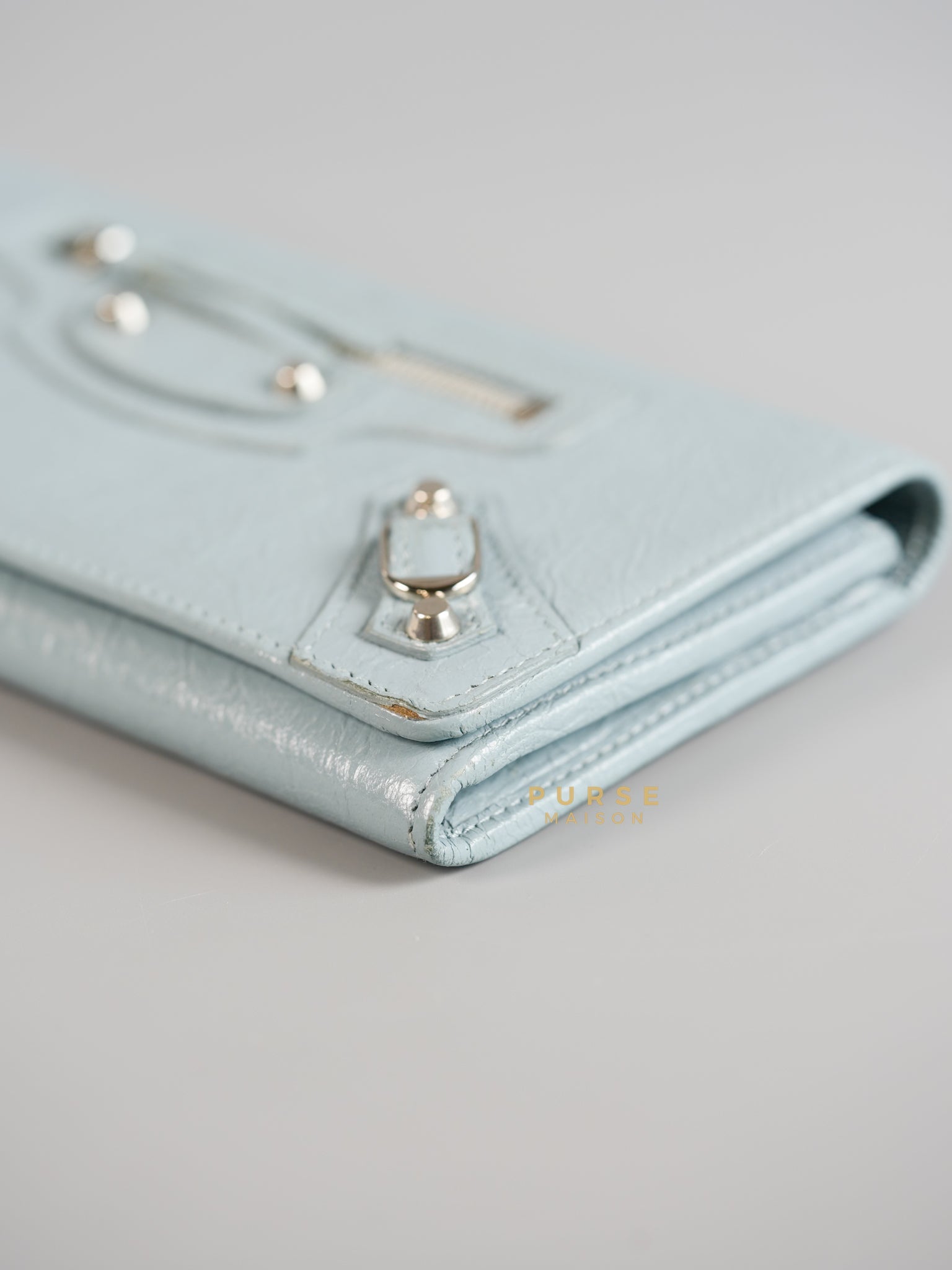 Continental City Long Wallet in Light Blue Leather | Purse Maison Luxury Bags Shop