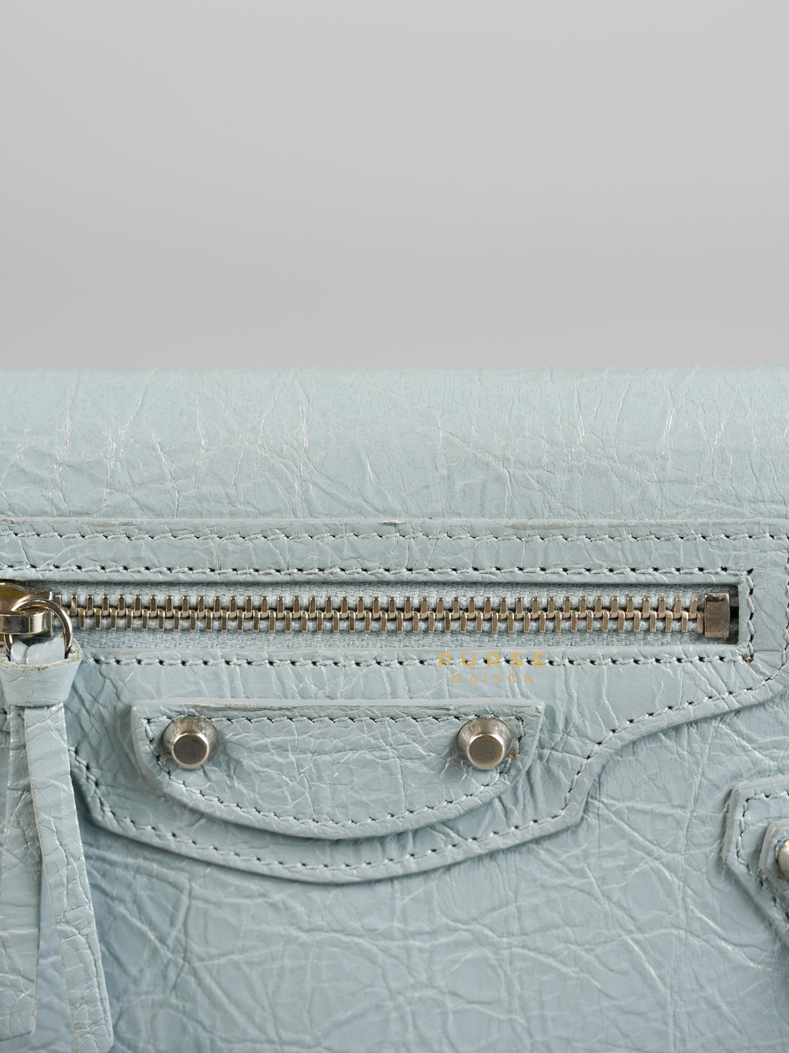 Continental City Long Wallet in Light Blue Leather | Purse Maison Luxury Bags Shop