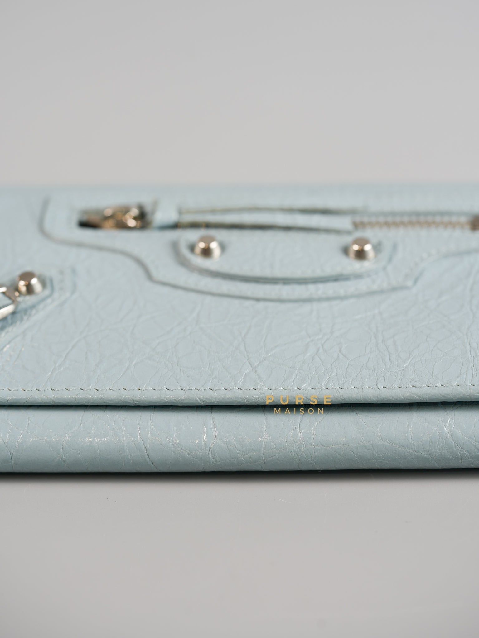 Continental City Long Wallet in Light Blue Leather | Purse Maison Luxury Bags Shop